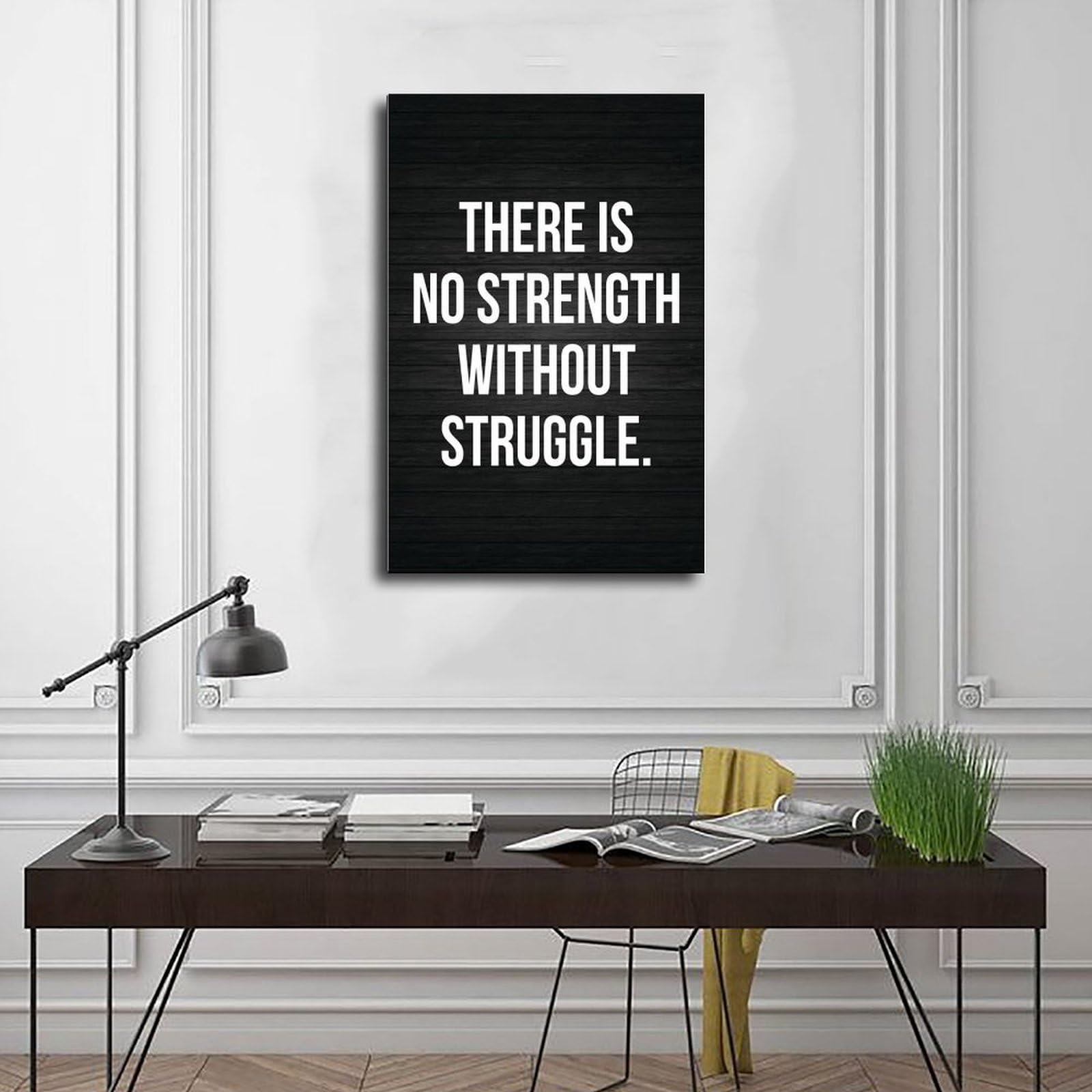 Póster motivacional de fuerza sin lucha, impresión moderna con cita de ejercicio de fitness, arte de pared para gimnasio, hogar, estudio, oficina, decoración de 50 x 75 cm