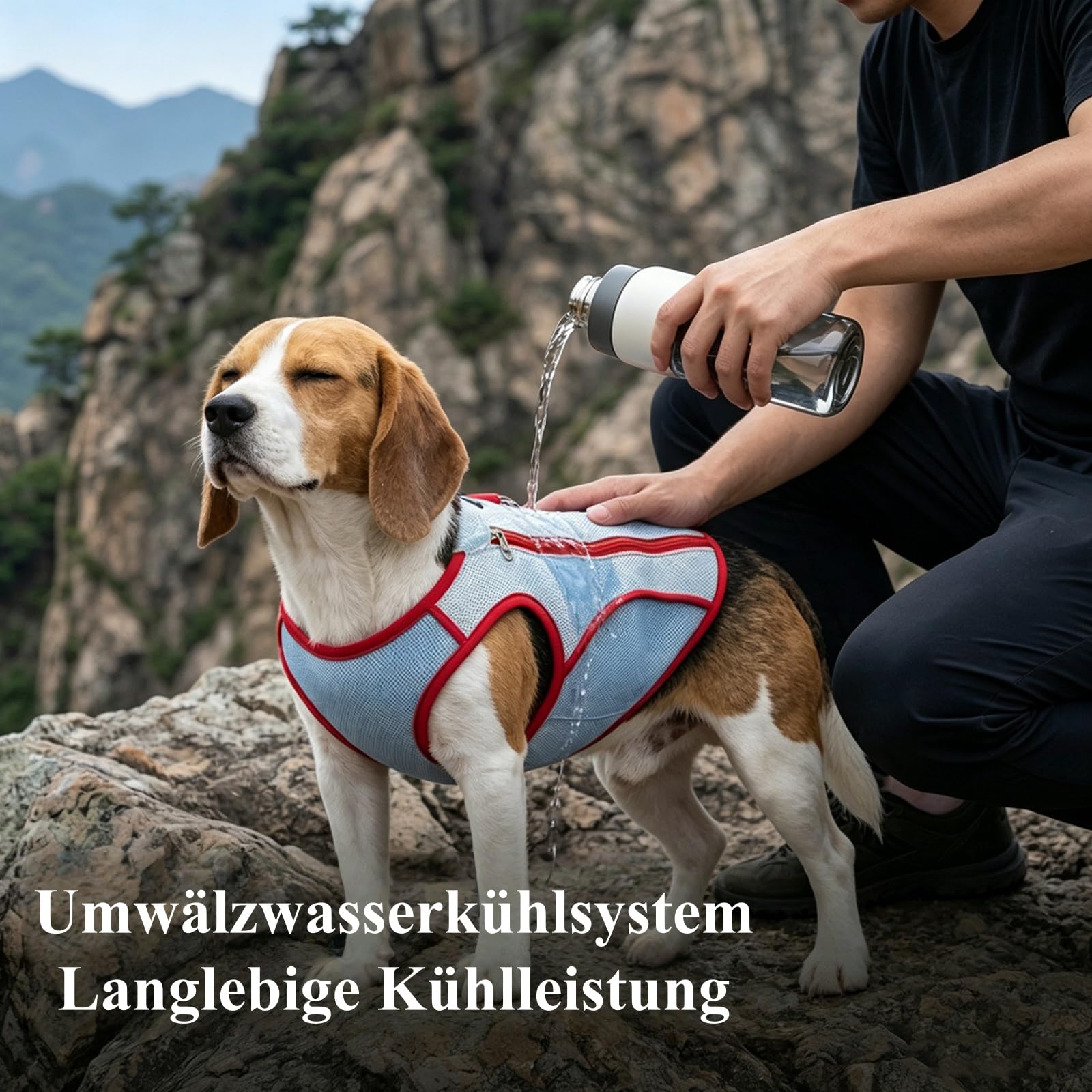 Hunde Kühlweste 3-lagig D-Ring Rückenreißverschluss Wandern Gassi Jagd Camping atmungsaktiv Sommer (XS,Cremeweiß)