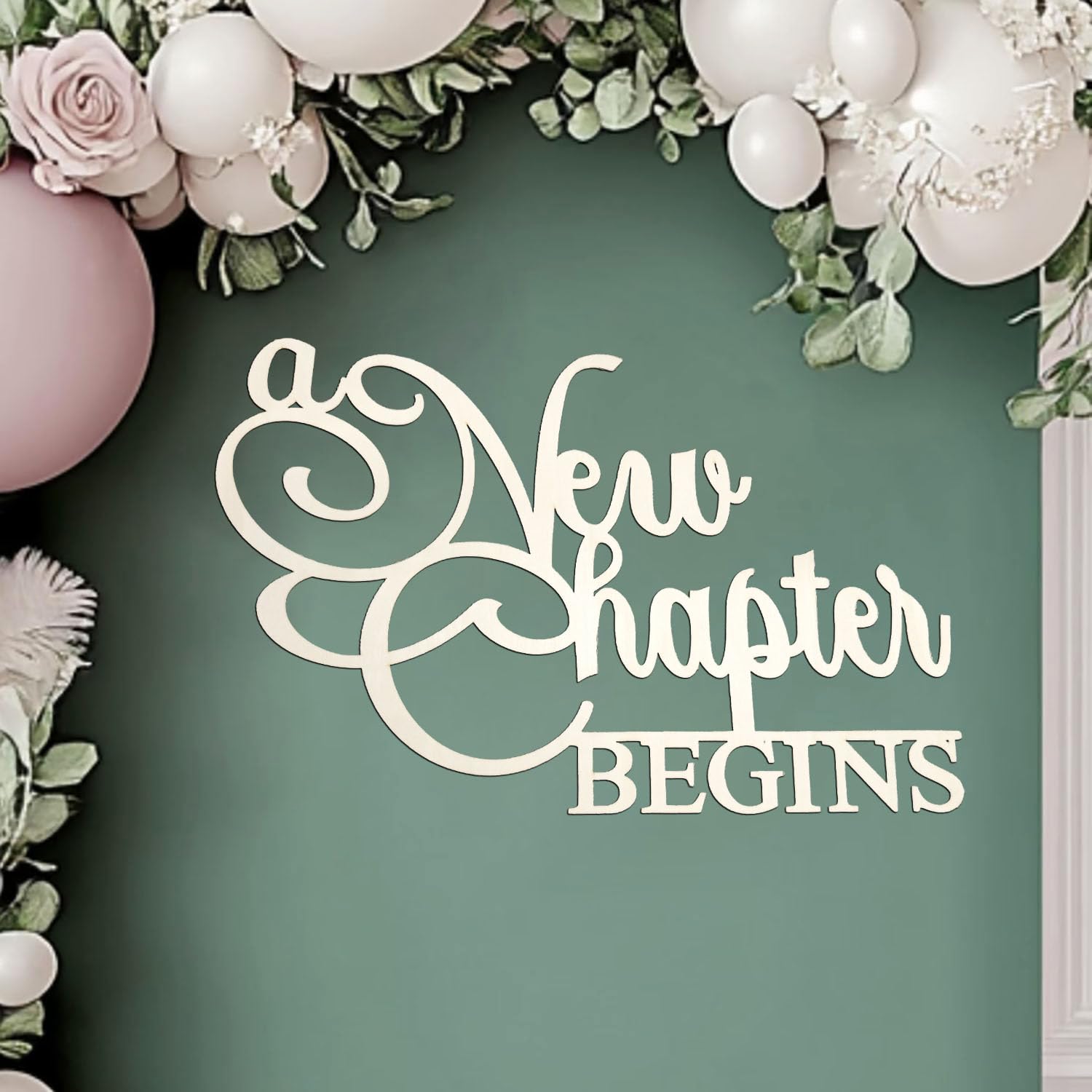 Wooden A New Chapter Begins Sign for Backdrop-Book Themed Baby Shower Reading Themed Birthday Wall Decorations for Graduation Wedding Bridal Shower Party Decora