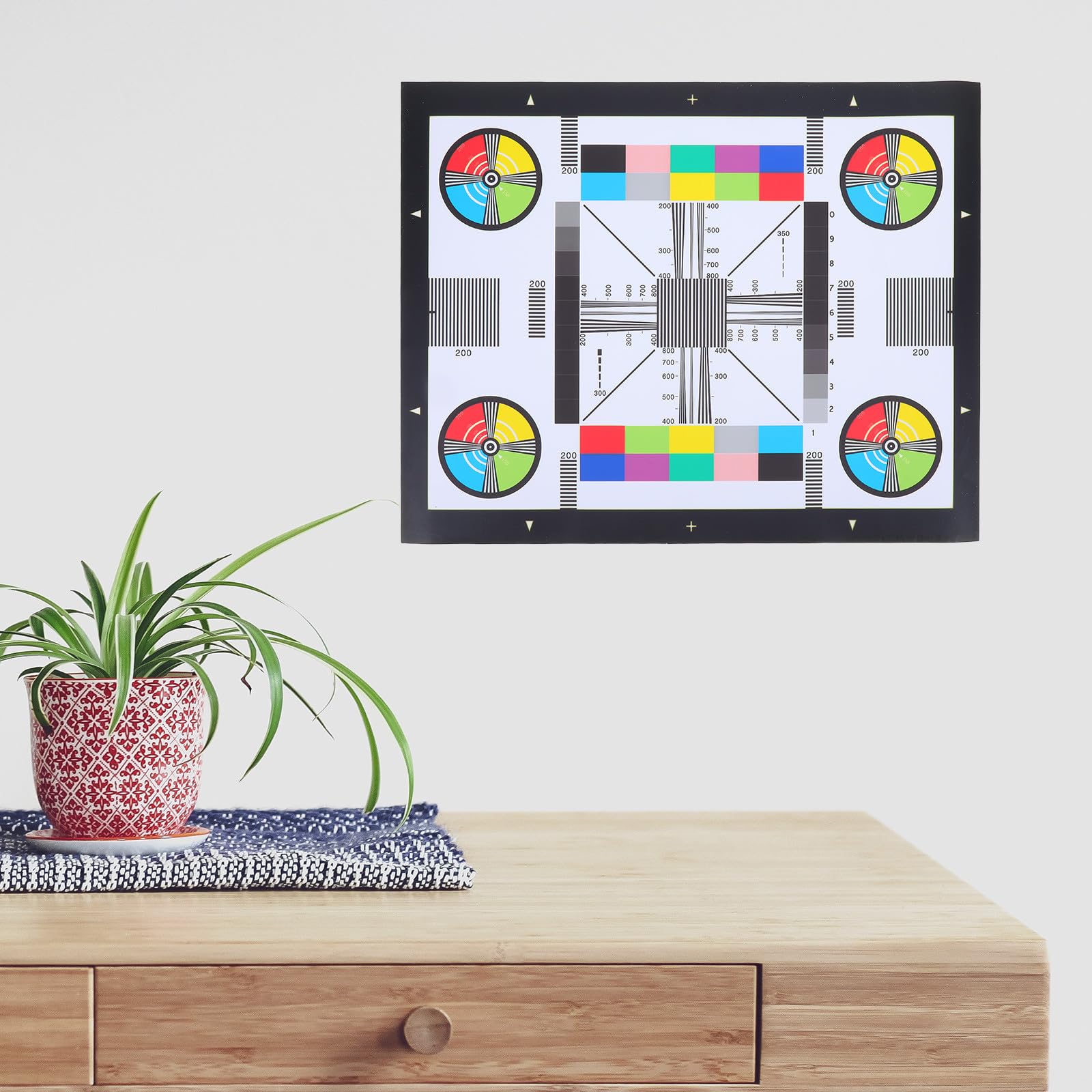 Farbtesttafel und Kameratesttafel 40x30cm Robust für CCTV Systeme mit Fokus Einstelltabelle zur Überwachungskamera Inspektion im Innen und Außenbereich