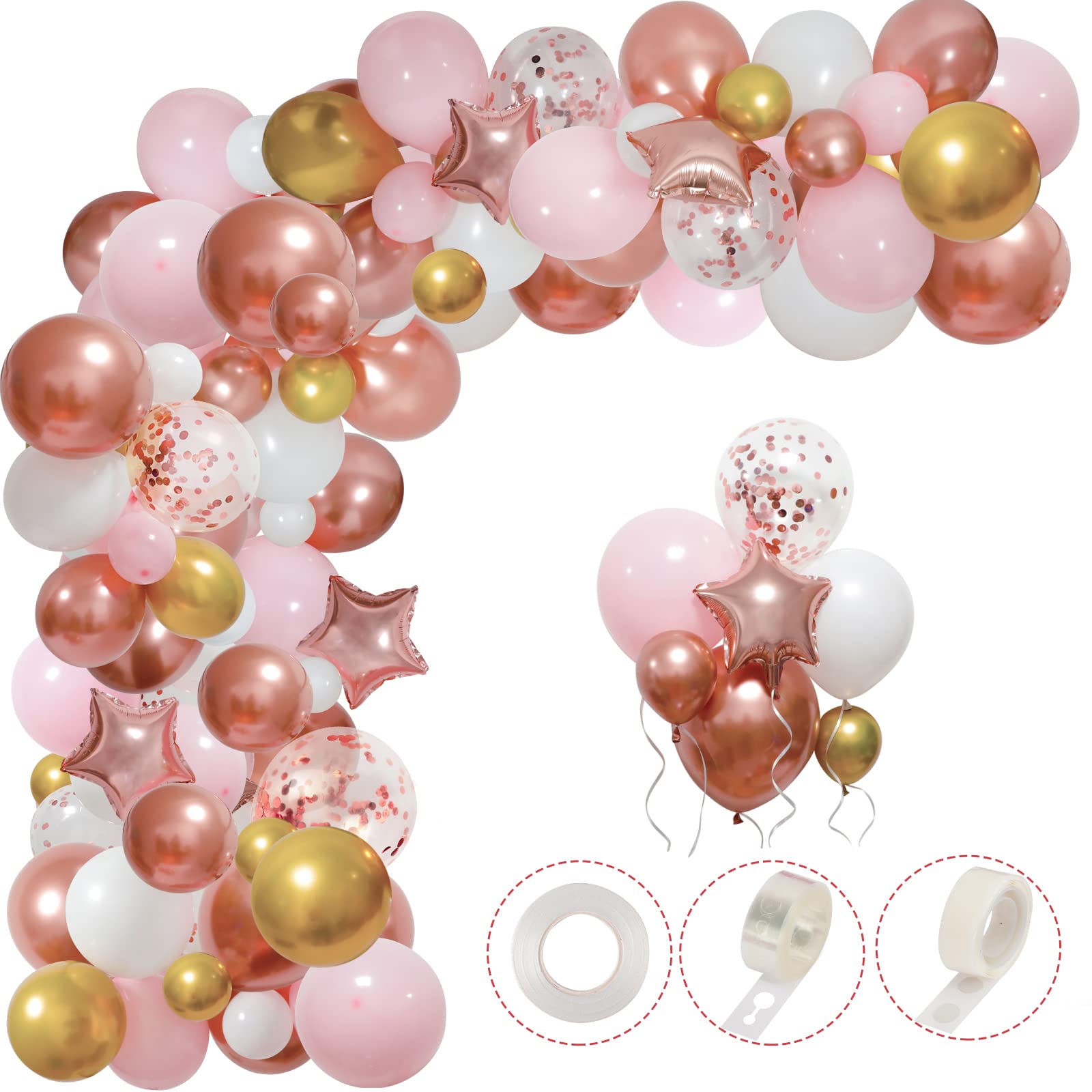 rubfacRose Gold Balloon Garland Arch Kit with Pink Gold White Balloons for Graduation Birthday Party Baby Shower Wedding Decorations