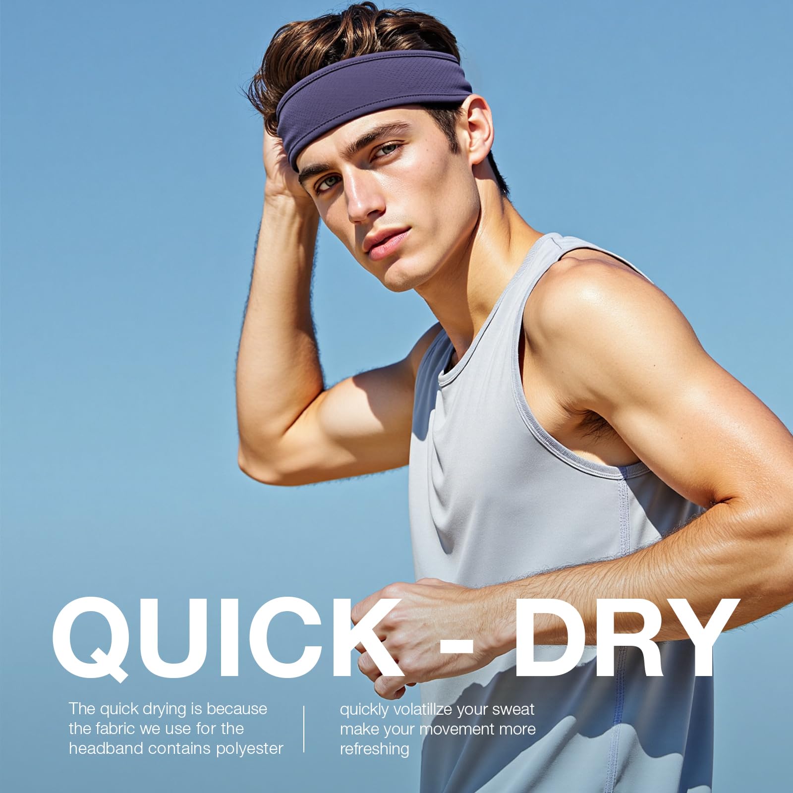 Braylin Diademas para hombre, paquete de 3 diademas deportivas para correr, ciclismo, baloncesto, entrenamiento de fitness, diademas unisex