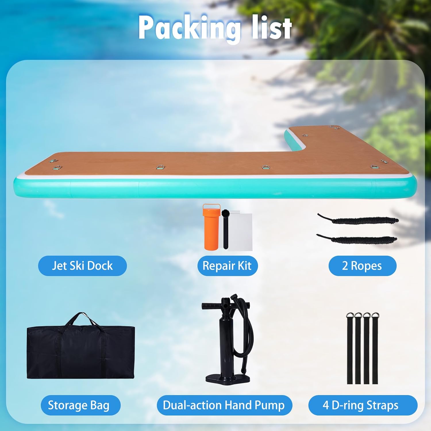 L-Shaped Inflatable Jet Ski Dock, Inflatable Boat Bumper Fender for Docking, Great for Jet Ski, Yachts, Fishing Pontoon Boat