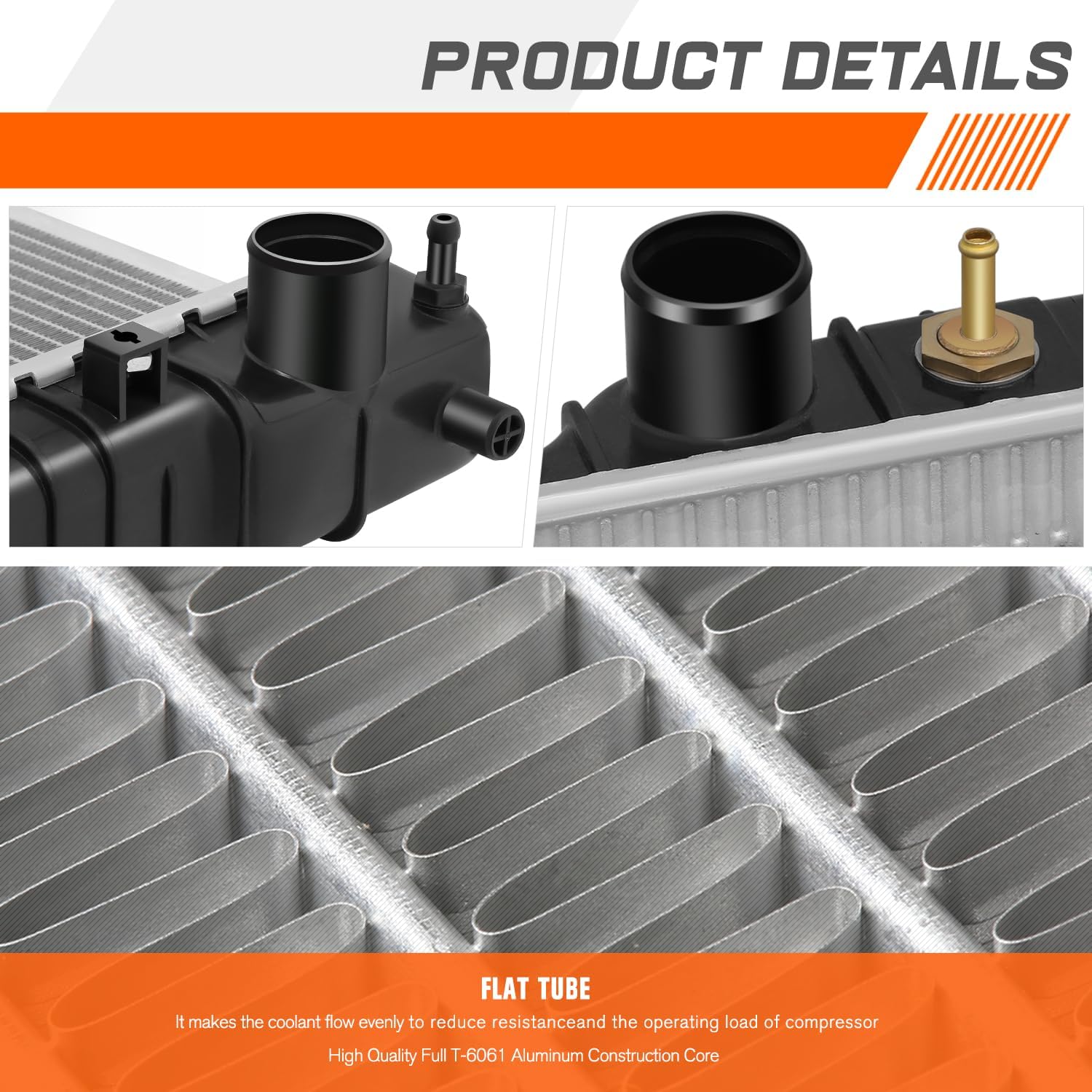 PM PERFORMOTOR DPI 1724 Aluminum Radiator Compatible with 1995 1996 Ford E-350 Econoline Club Wagon 7.3L Diesel with TOC, 29-13/16" X 23-5/8" X 2-3/16", 1-3/4" Inlet Outlet