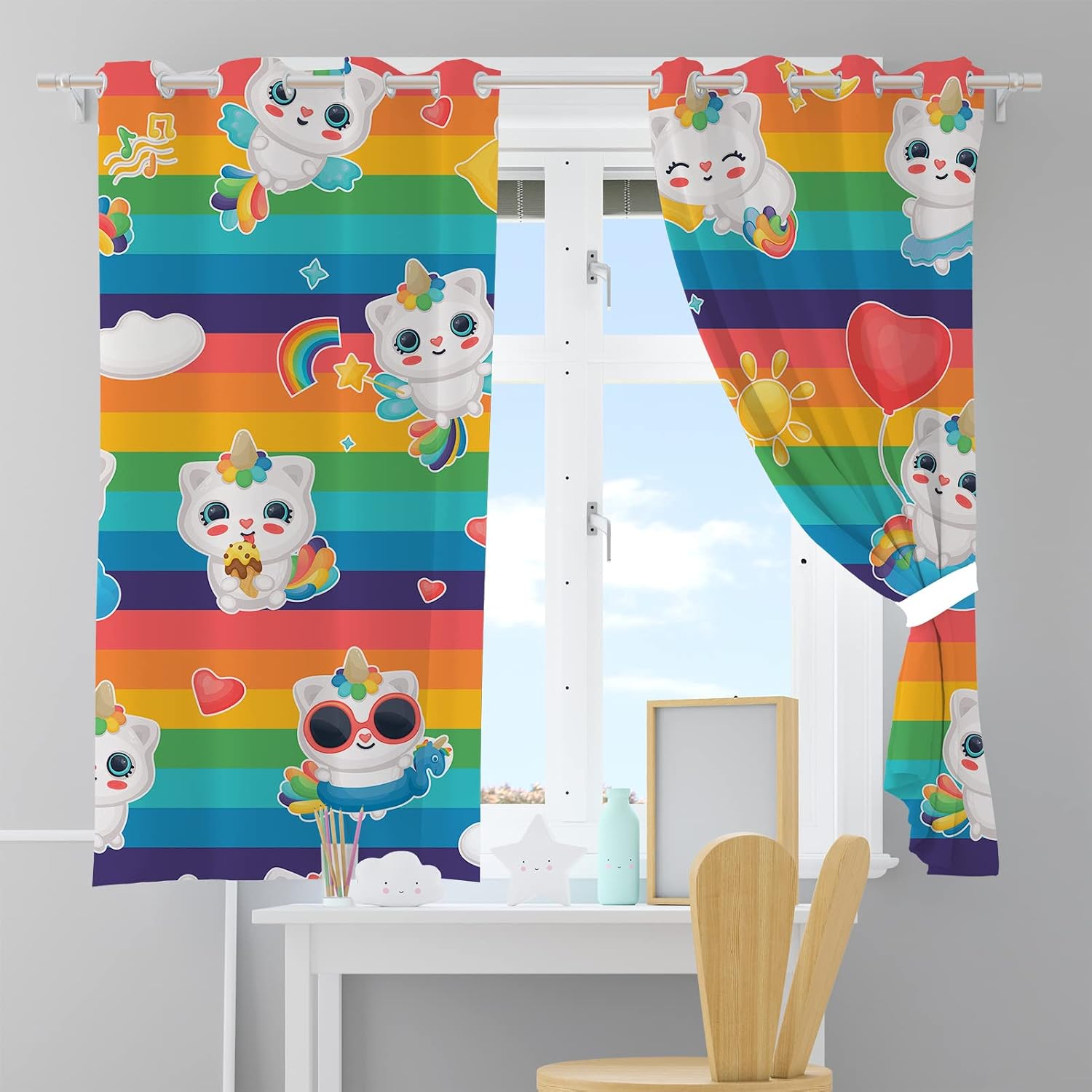 YUANZU Rainbow Cat Curtains - Image 3