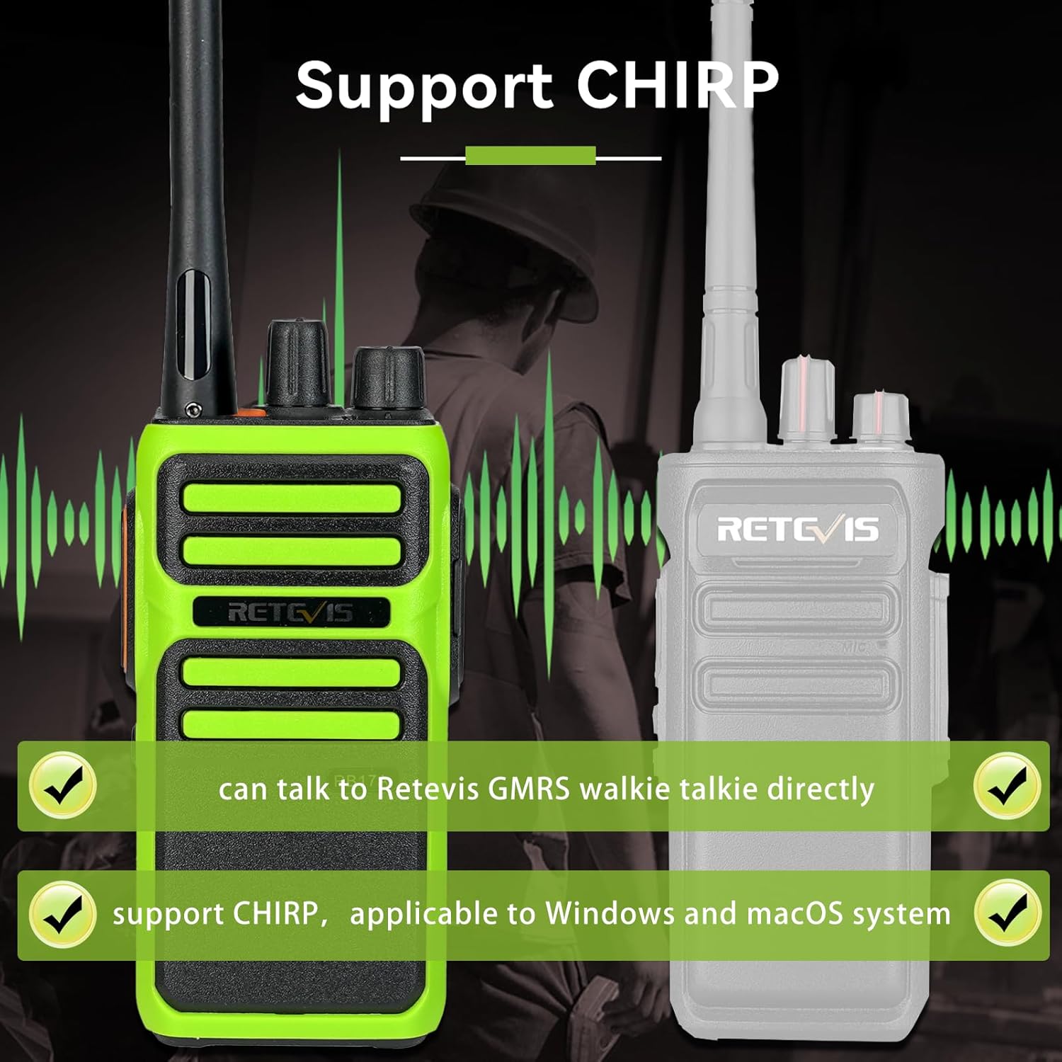 Retevis RB17A Two Way Radios Long Range,GMRS Repeater Capable,2200mAh, Emergency Preparedness,Walkie Talkie with Earpiece,2 Way Radio for Security,School,Hunt（4 Pack）