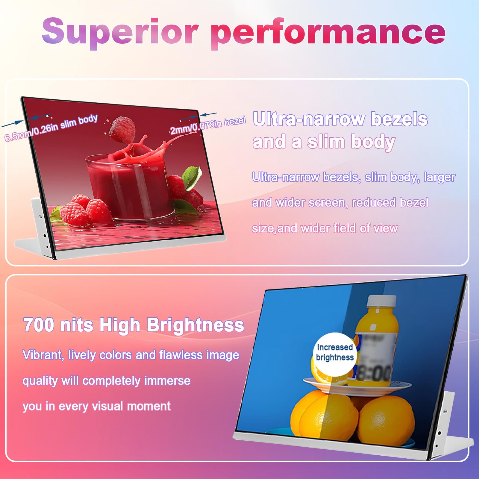 Desktop Store Menu Schermata, Display ad Alta Luminosità, Risoluzione Full HD, Design Sottile
