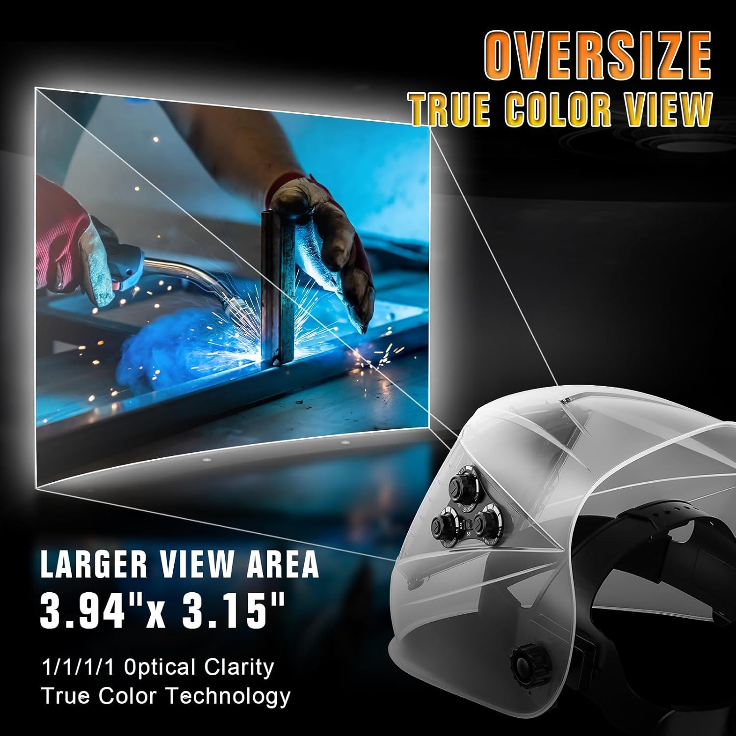 TRQWH Large View 3.94" x 3.15" Welding Helmet Auto Darkening Welding Hood & Auto Darkening Welding Lens