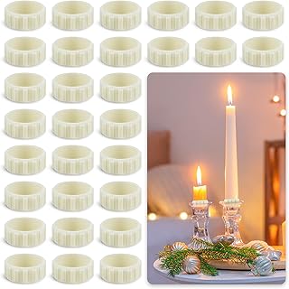 U0U 30 Pack Rubber Candle Grips,Candle Grippers for Taper Candles, Candle Hugger Gaskets to Keeps The Candles Upright in Candle Holders (30, Beige)