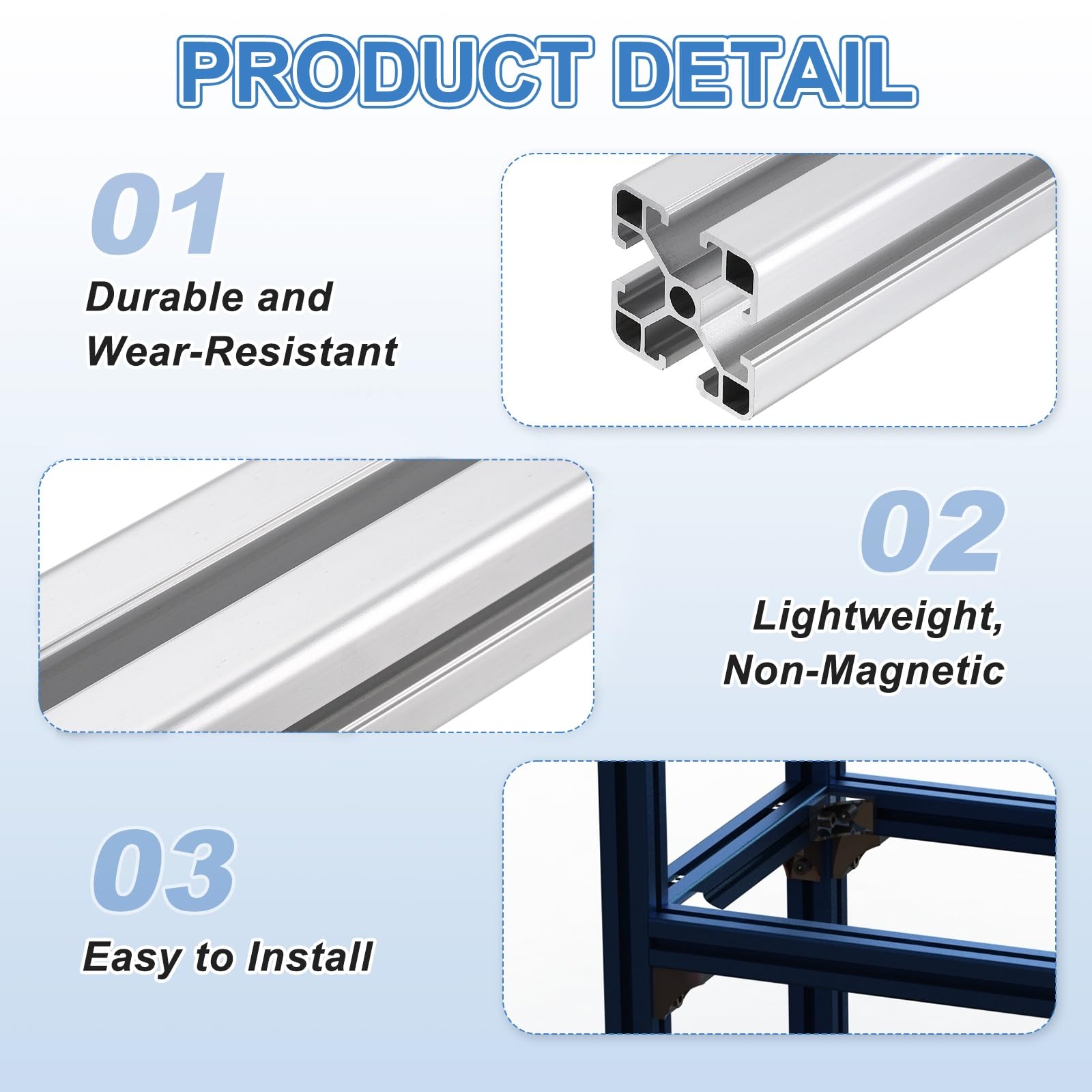QUARKZMAN Profil liniowy 4040, anodowany aluminiowy profil liniowy, rowek w kształcie litery T, 500 mm, europejski standard do ramek do drukarek 3D, części CNC, projekty DIY, srebrny