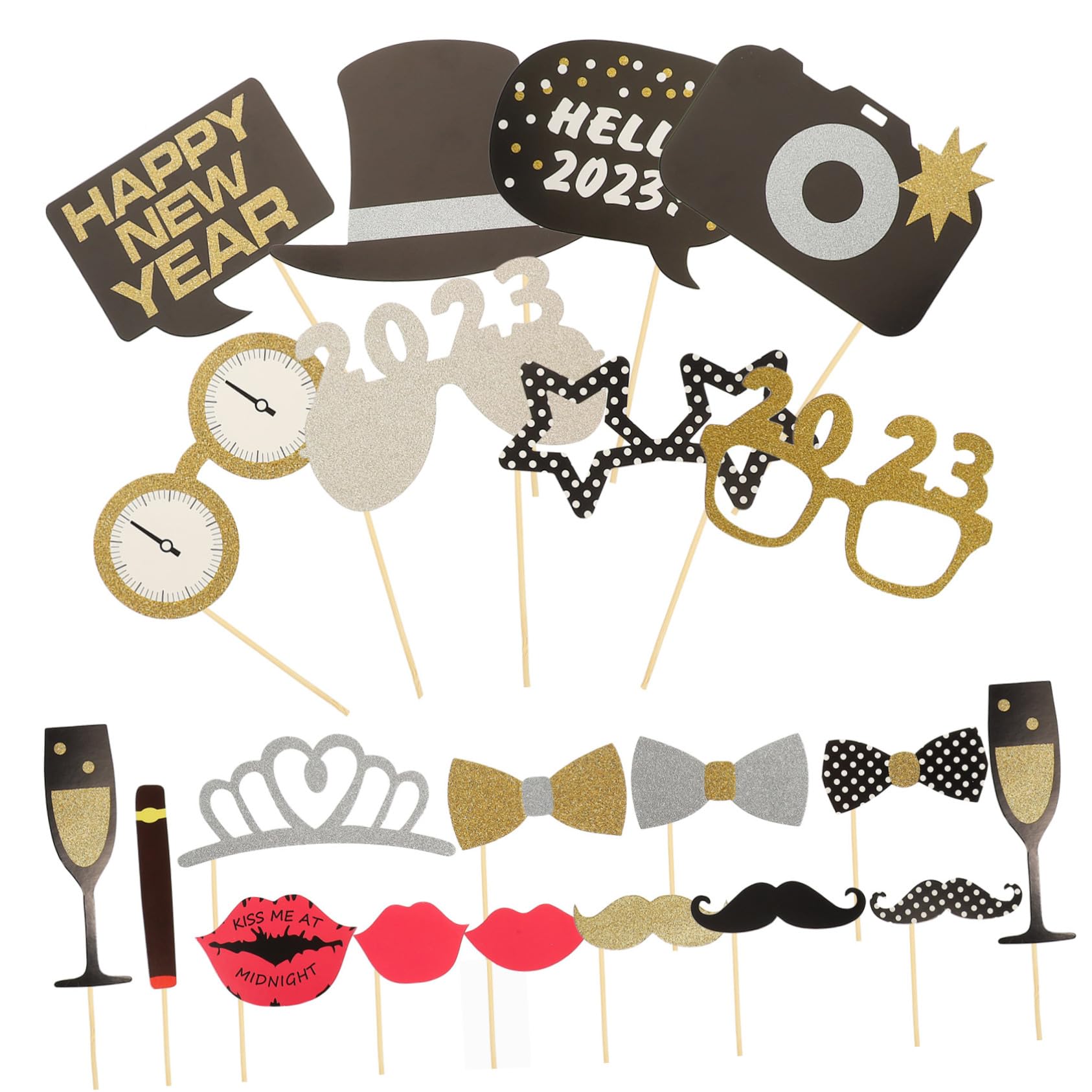 TOPBATHY 4 Sätze -Requisiten für das Neue Jahr Requisiten für die Silvesterparty Silvester Requisiten Fotografie zubehör Photography Accessories weihnachtsdeko Papier