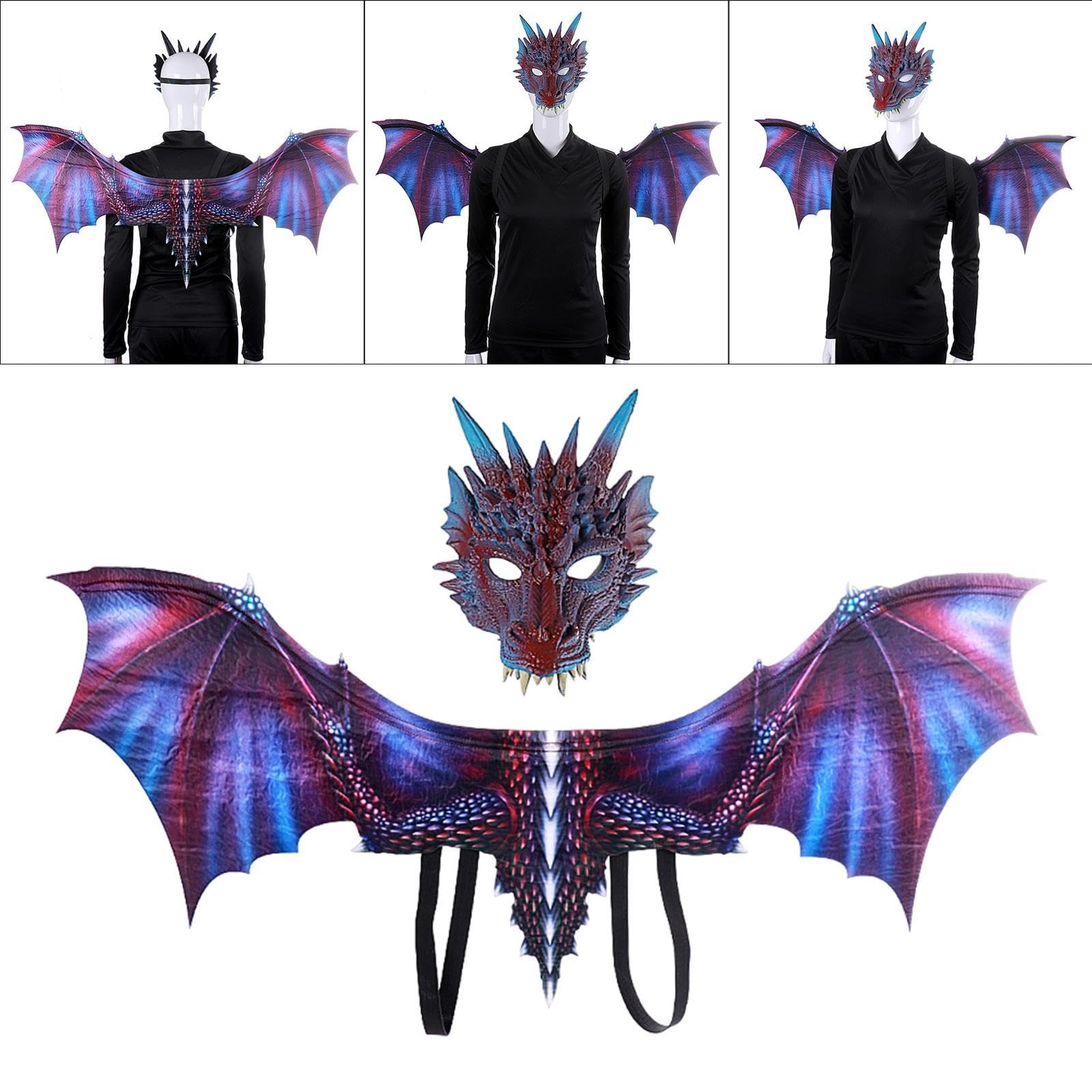 Costume da Drago in 2 Pezzi, Ideale per Travestimenti da Fiaba, Accessorio per Spettacoli Teatrali E Giochi di Ruolo, con vestibilità Comoda Grazie, Viola