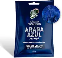 Kamaleão Color – Máscara Pigmentante Semi-Permanente - Cores Vibrantes e Hidratação Intensa – Low Poo, Vegano, Cruelty Free – Sachê 60g - Arara Azul