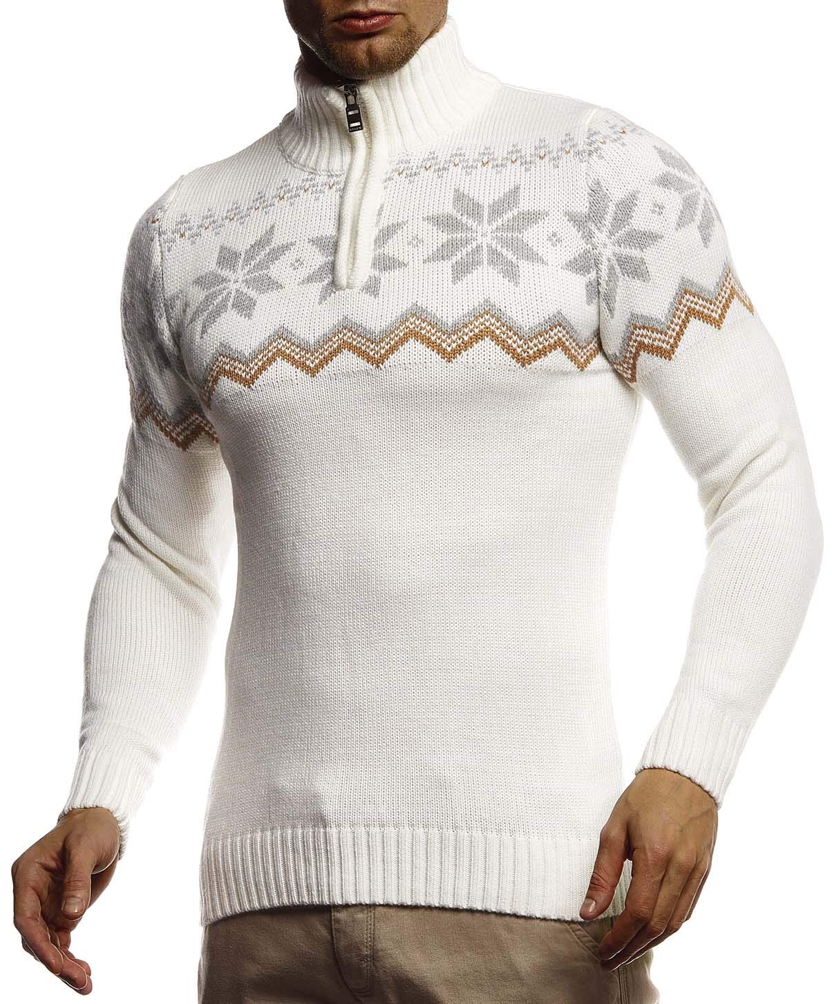 Leif Nelson Men's Ecru Pullover Knit Sweater Chunky Knit Troyer Ln-20758 XX-Large