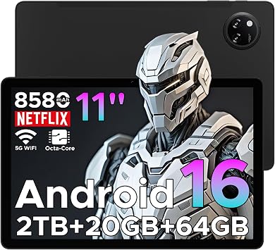 TAB A9+ Android 16 Tablet 2026, 11 Inch Tablet with Gemini AI, 8580mAh & T7200 Octa Core Android Tablets, 20GB+64GB/2TB LPDDR4X, 13MP+5MP, Widevine L1|Face ID|BT 5.0|5G WiFi|GPS|FM|OTG