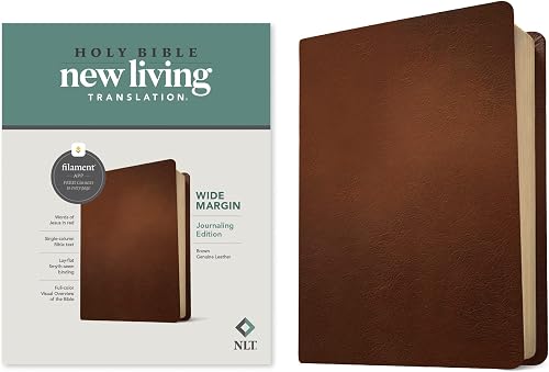 NLT Wide Margin Bible, Filament Enabled Edition, Brown: New Living Translation, Brown, Genuine Leather, Wide Margin Bible, Filament Enabled Edition: Red Letter