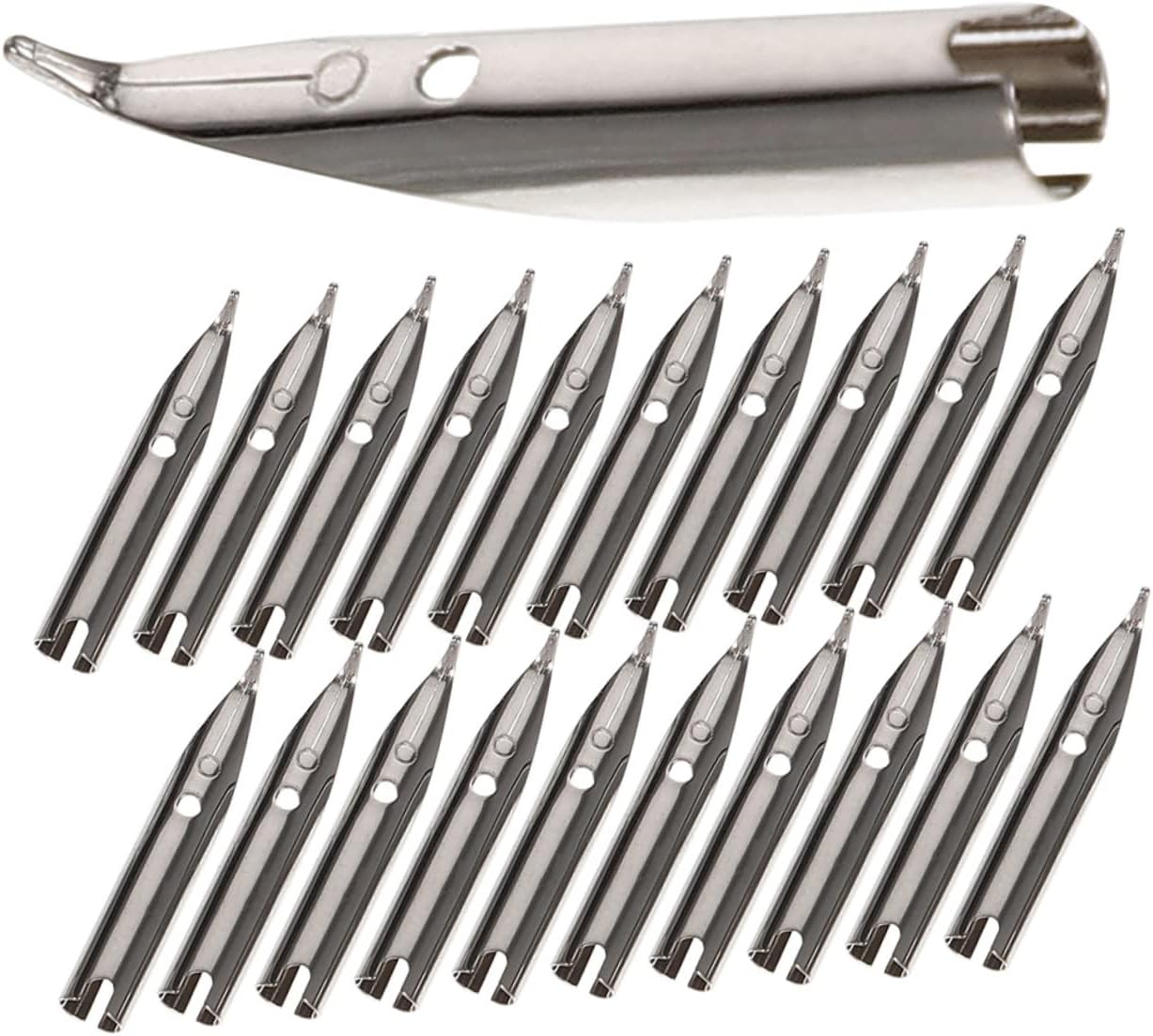 KICHOUSE 15PCS Platinum Fountain Pen Nibs Set 0.38mm Replacement Nibs for Students Calligraphy and Fine Writing Compatible Standard Fountain Pens