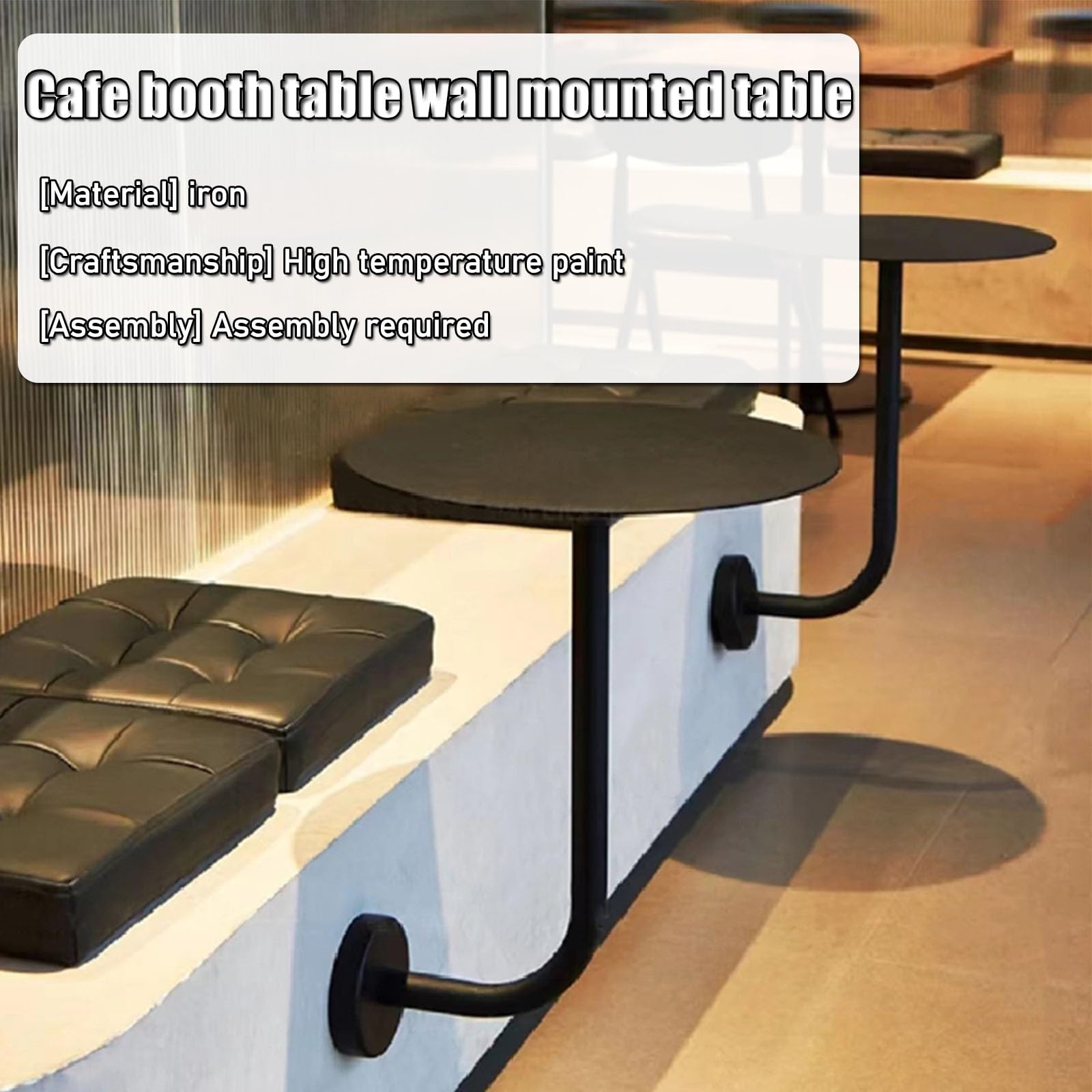 Mesa auxiliar redonda montada en la pared, soporte de metal en forma de L, mesa de bar flotante moderna para espacios pequeños, ideal para el hogar, cocina, cafetería y restaurante
