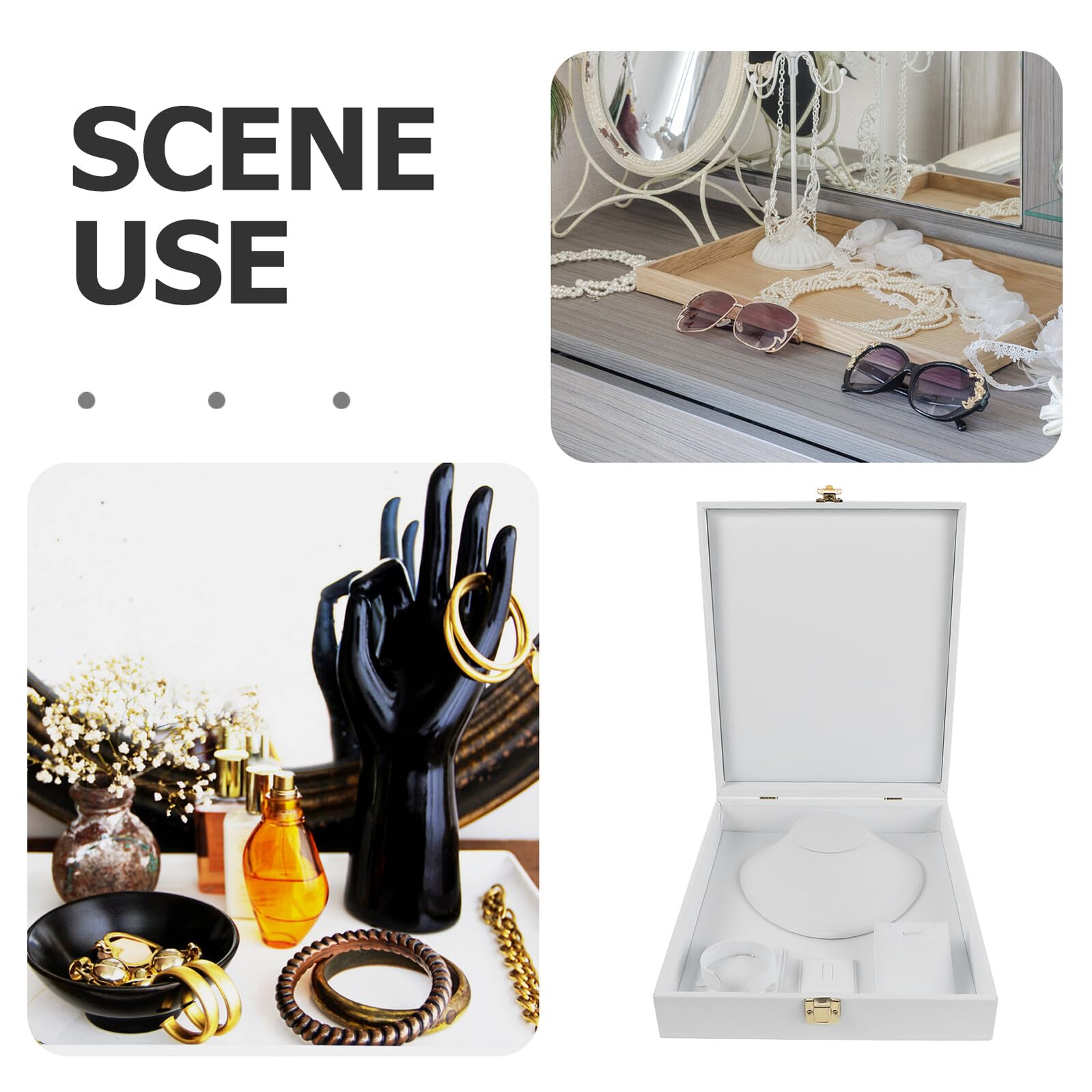 ifundom Caja Organizadora de Joyas con Tapa Resistente al Polvo con Compartimentos Múltiples para Collares Pulseras y Anillos Estuche Portátil para Viajes y Eventos Especiales