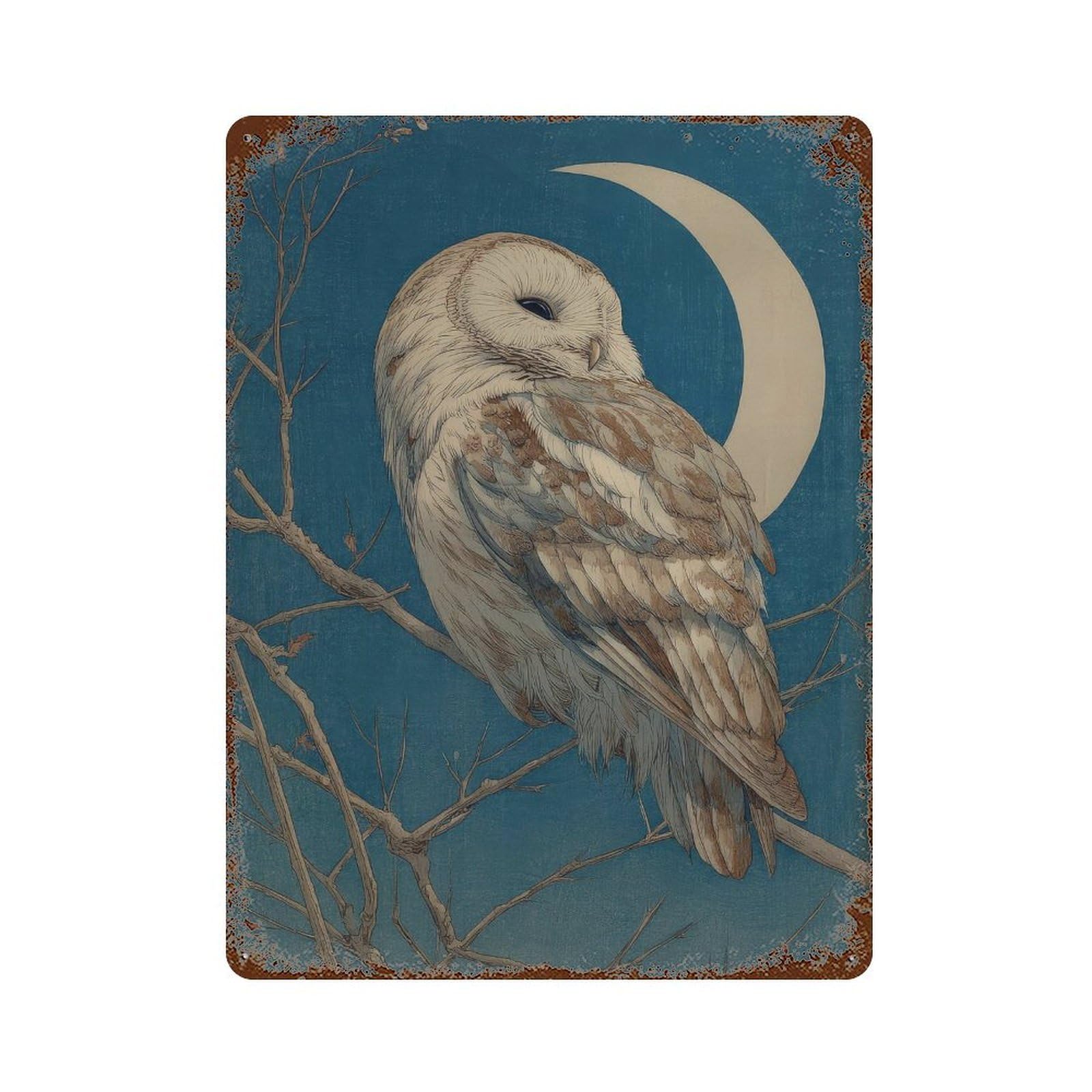 xiaoxiaoshen Barn Owl. Japanese Inspired Wall Decor Art Metal Tin Poster Modern Home Decor Art Home Bar Shop Decorations Vintage Sign 40x30cm
