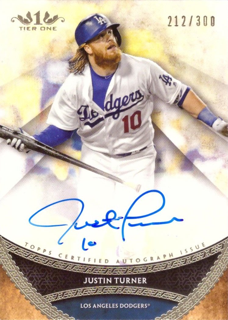 2017 Topps Tier One #PPA-JTU Justin Turner Certified Autograph Baseball Card - Only 300 made!