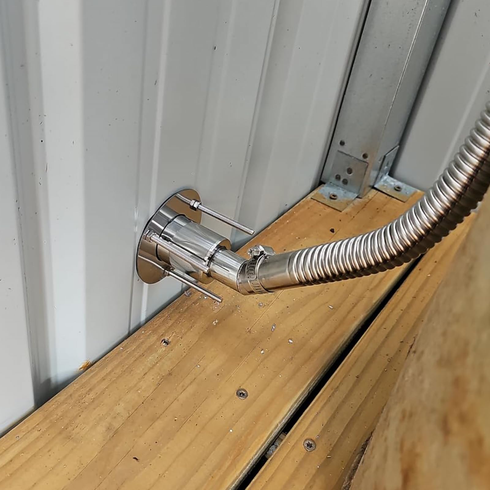 QIMEI-SHOP Raccordo di Scarico Scafo 24mm Passante Scafo Pelle di Scarico in Acciaio Inossidabile per Riscaldatore di Parcheggio Diesel Barca Automobile Camion Gomito