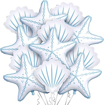 Gejoy 6 Pcs Coastal Blue Under The Sea Party Balloons Decorations
