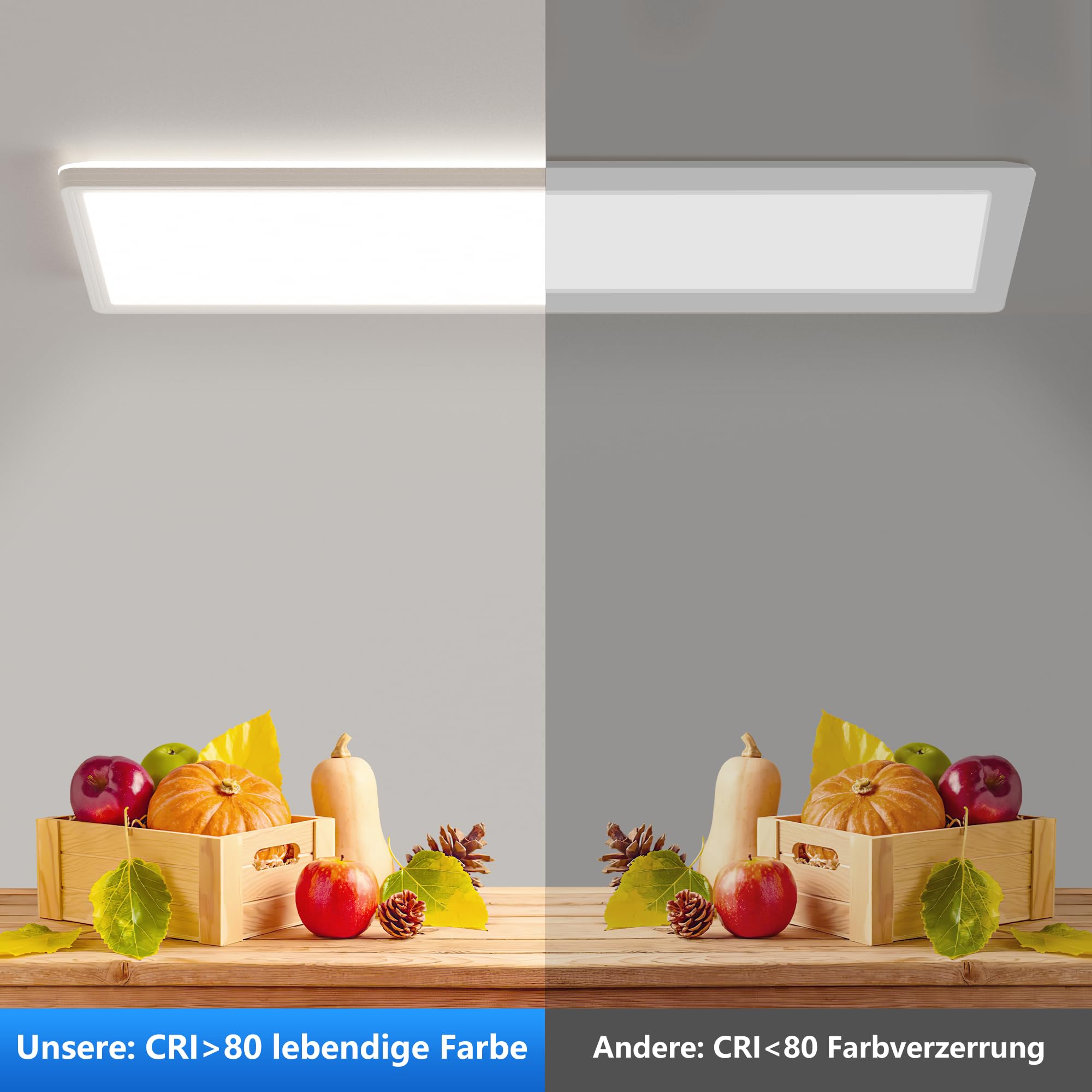 Deckenlampe Led Deckenleuchte Flach Lampe - LED Deckenlampe, Led Panel Rechteckige 24W 2500LM Decke Leuchten für Büro Küche Wohnzimmer, 4000K Neutralweißes Licht Backlighteffekt 580x200x25mm (LxBxH)