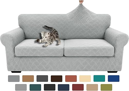 YEMYHOM Fundas de sofá de 3 piezas para sofá de 2 cojines, funda de sofá de alta elasticidad con fundas de cojín de asiento extra grandes, fundas