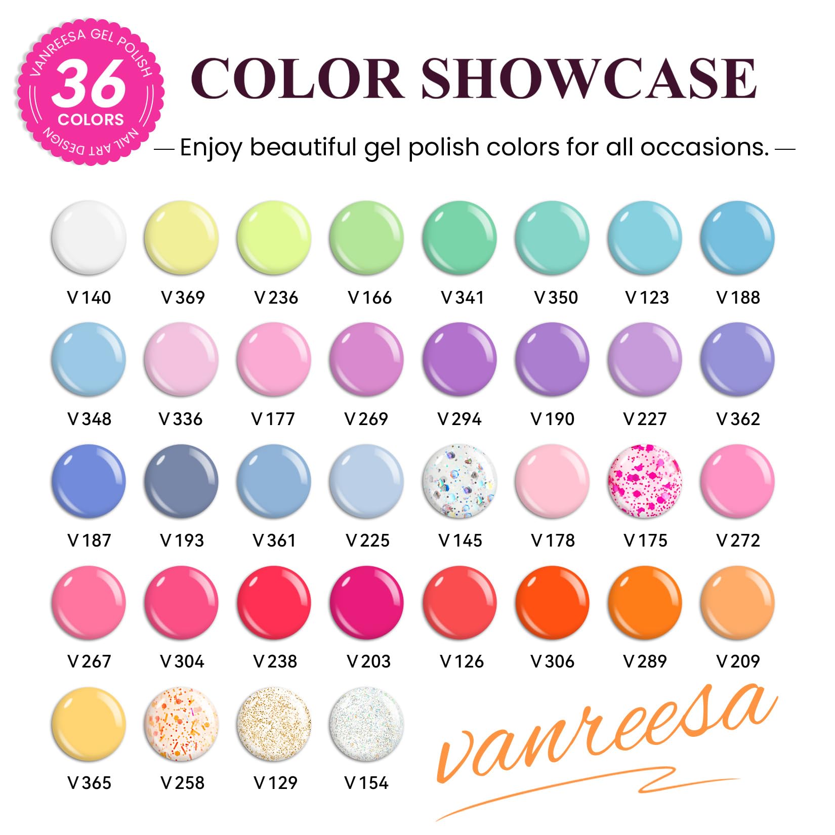VANREESA Gel Nagellack Set, 36 Farben U V Gel Nagellack Starter Kit mit 48W Nagellampe Gel Nagellack Starter Set Geschenk für Frauen