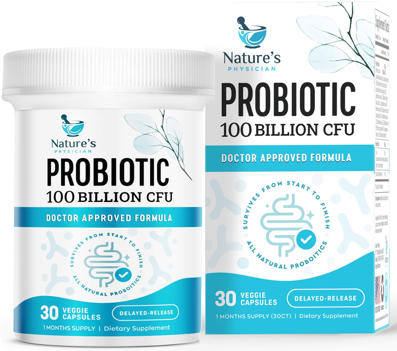 Nature's Physician Probióticos com acidófilos, 16 cepas e prebióticos, 100 bilhões de UFC por cápsula, 30 cápsulas
