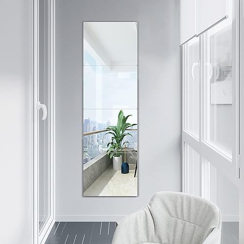 Miniatura 2 de Espejo inastillable para niños, espejo de longitud completa para pared, extra grueso de 18 pulgadas, 12 x 12 pulgadas x 4 piezas, espejo irrompible