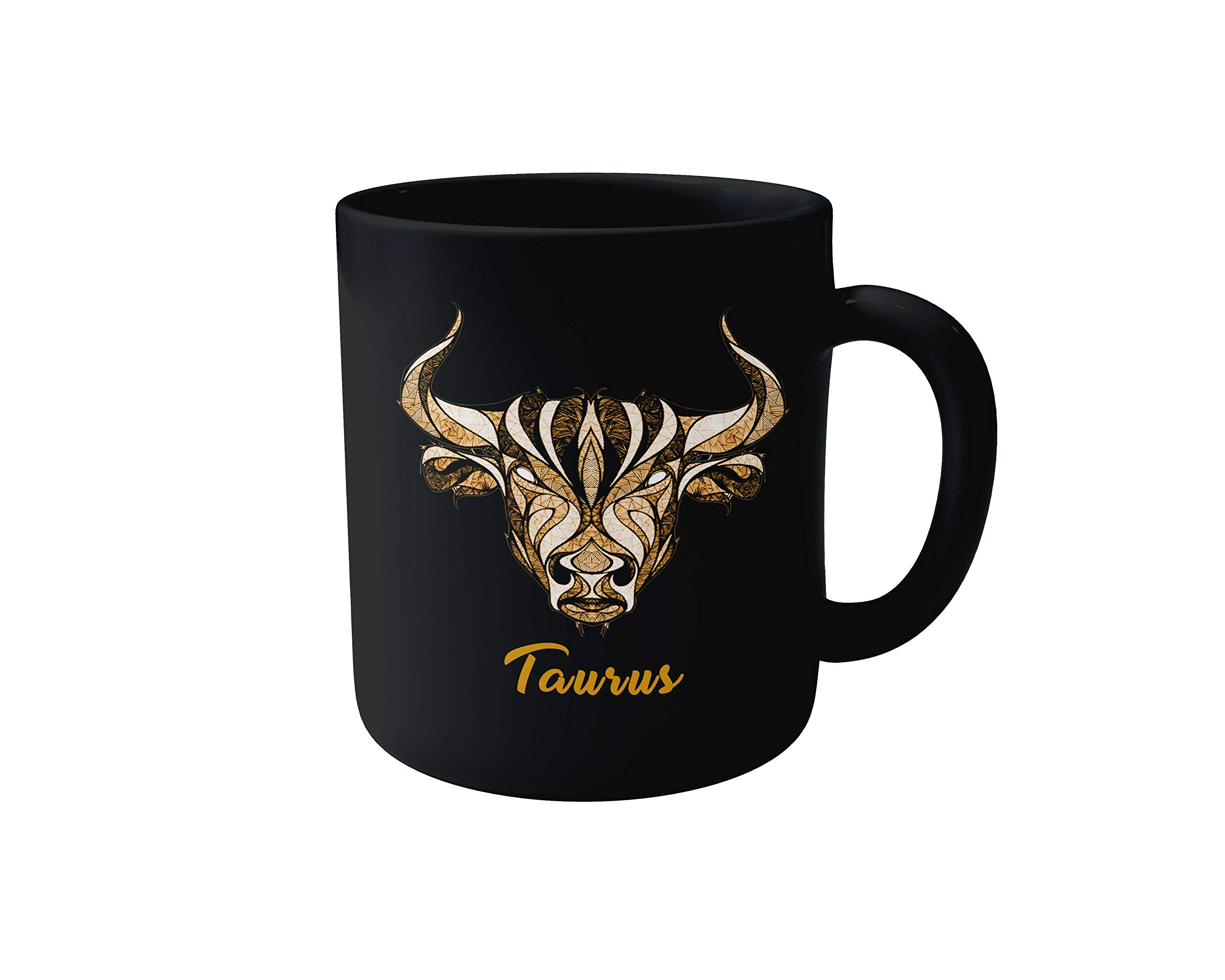 Morons [Glossy] 'Taurus' Black Coffee Mug | Limited Edition Zodiac Black Color Mug | 330ml, Pack of 1