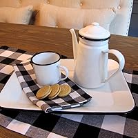 Vista 3 de Treasure Gurus - Olla de té de café caliente rústica con esmalte blanco rústico para acampar al aire libre, decoración de cocina