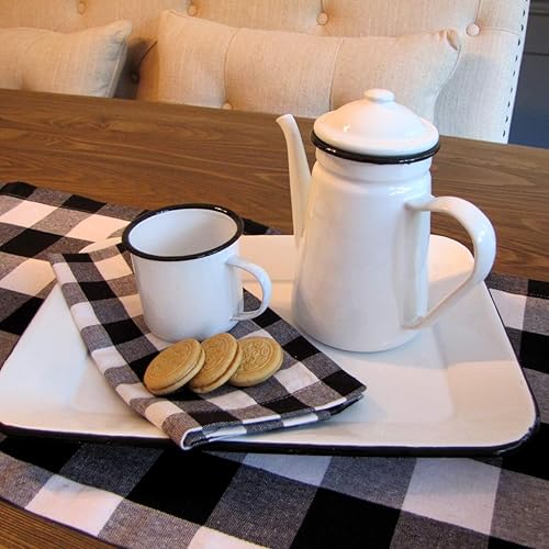 Miniatura 3 de Treasure Gurus - Olla de té de café caliente rústica con esmalte blanco rústico para acampar al aire libre, decoración de cocina