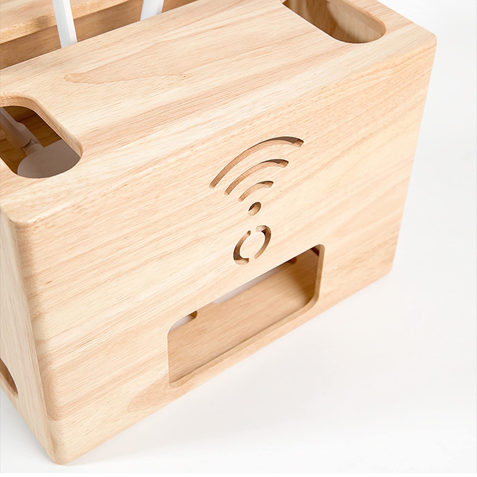 Organizadora de Cables Caja de cable de madera Caja de cable inalámbrica Rack Home Office Power Strip Box de almacenamiento Caja de administración de cables de doble capa, Ocultar cables y PowerStrips