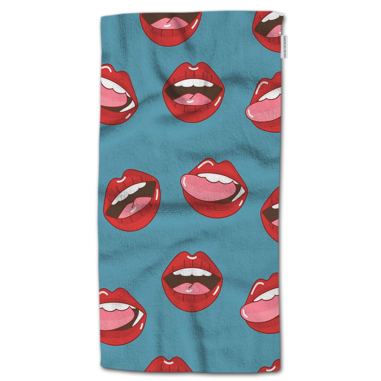 HGOD DESIGNS Hand Towel Lip,Abstract Art Red Female Lips and Lips with Tongue Hand Towel Best for Bathroom Kitchen Bath and Hand Towels 30" Lx15 W