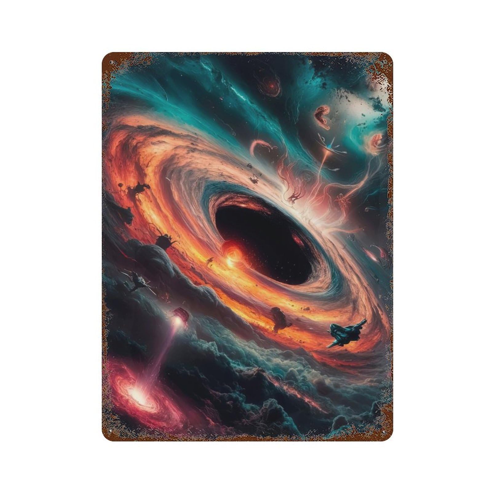 Galactic Abyss Decorative Tin Sign 15.7"x11.8", for Cafe, Home Bar And Lounge Decor, Decorative Metal Wall Art