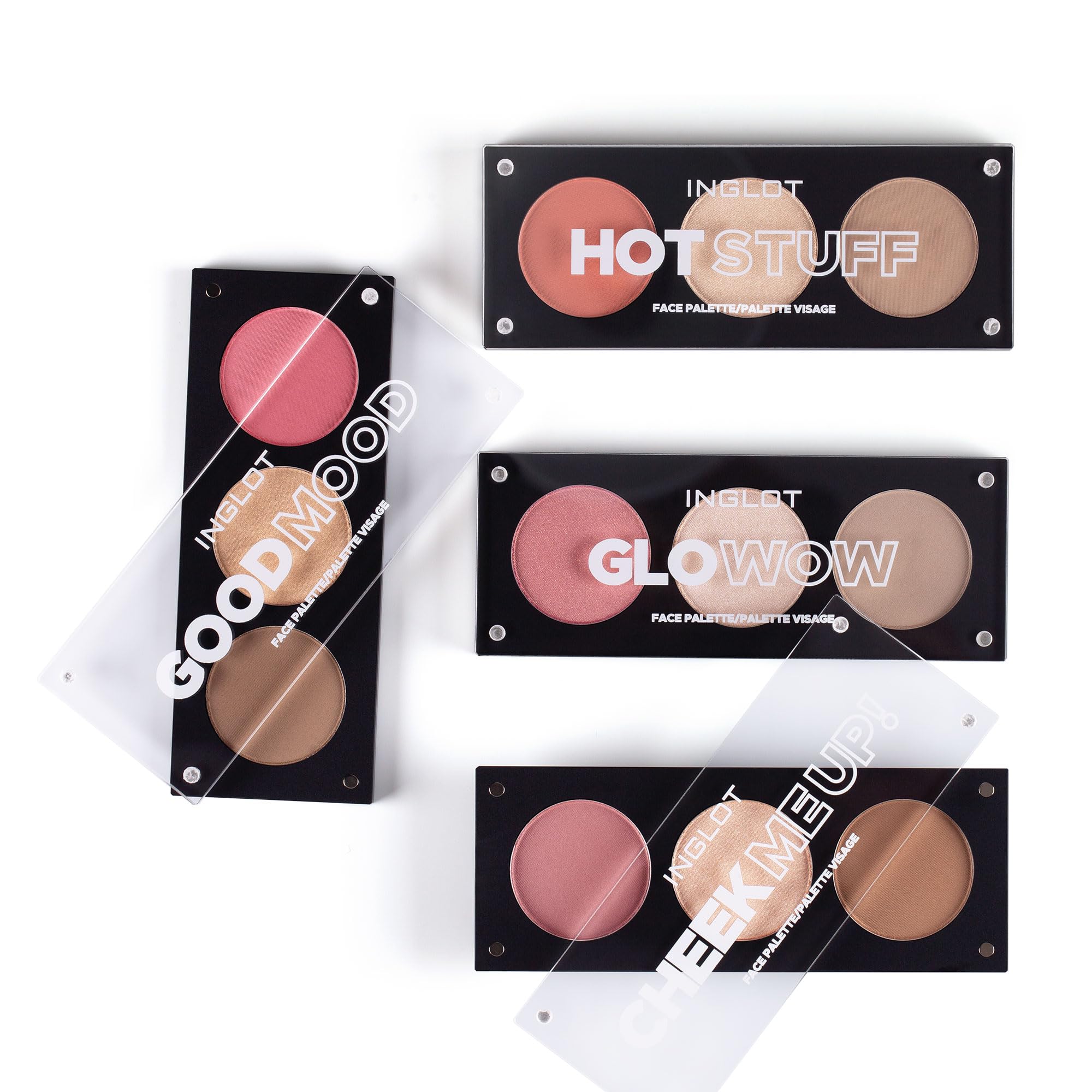 INGLOT COSMETICS HOT STUFF Face Palette per pelli di tono chiaro a medio 3 in 1, abbronzante, fard e illuminante, finitura naturale e radiante, consistenza setosa, formula morbida e uniforme, 7 g