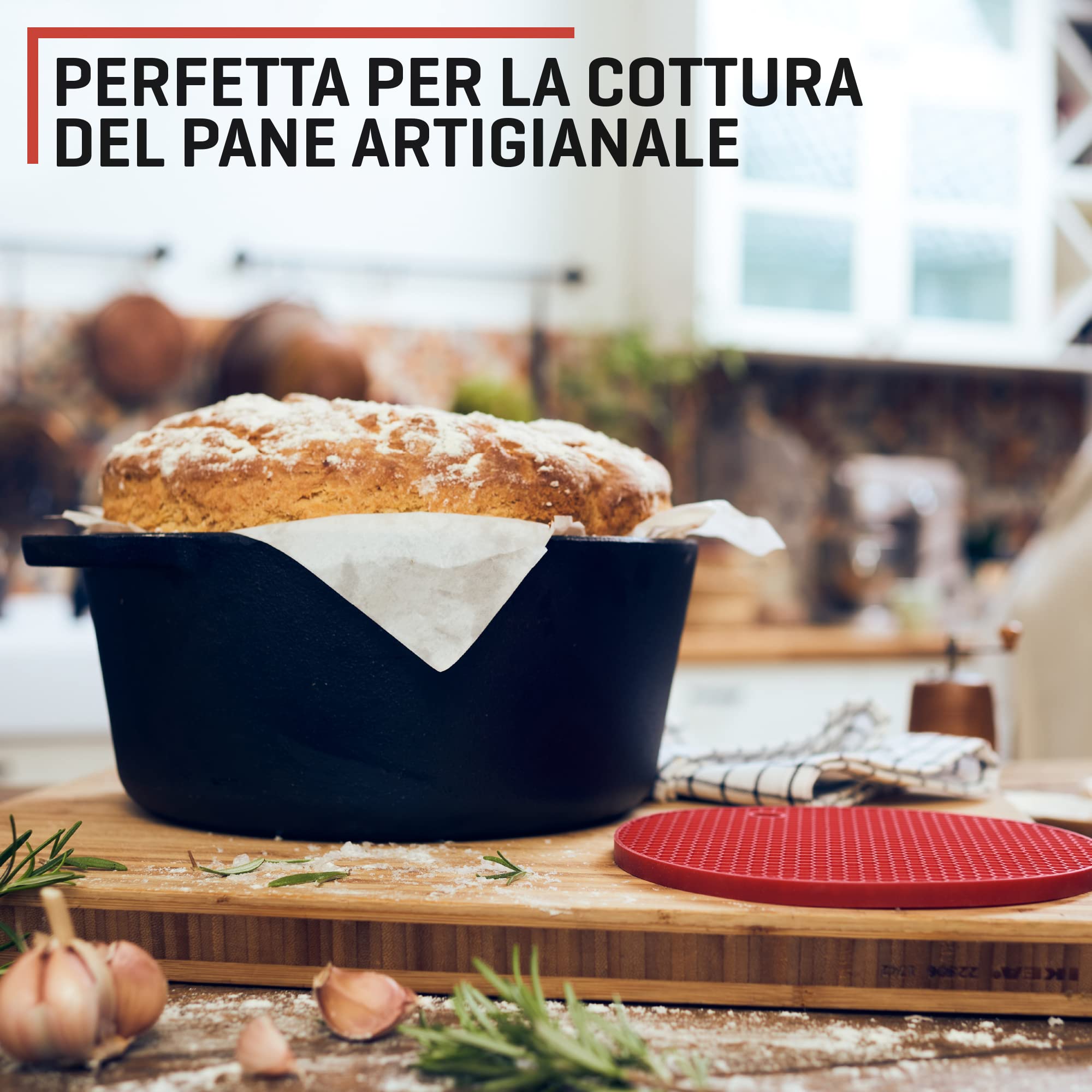 Uno Casa Pentola in ghisa con coperchio, utensile da cucina pretrattato 2 in 1, casseruola da 4,7 l e padella da 1,5 l