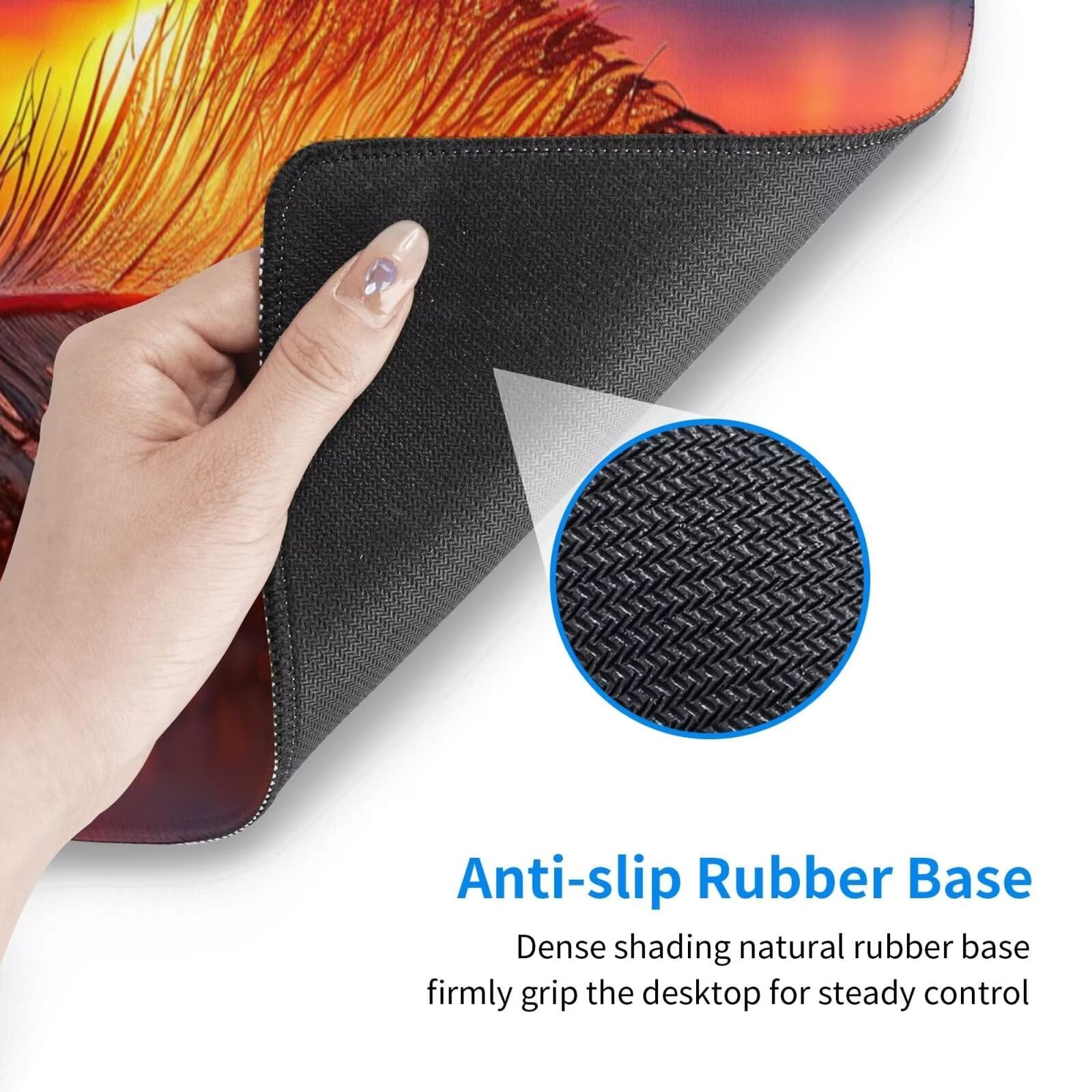 Tappetino Mouse, Tappetino Mouse Gaming Grande XXL 1500x800x3mm Tappetino Scrivania Mouse Pad, Base in Gomma Antiscivolo, Bordi Cuciti,Lavabile, Mousepad per Ufficio e Gaming (Piuma del tramonto) R659