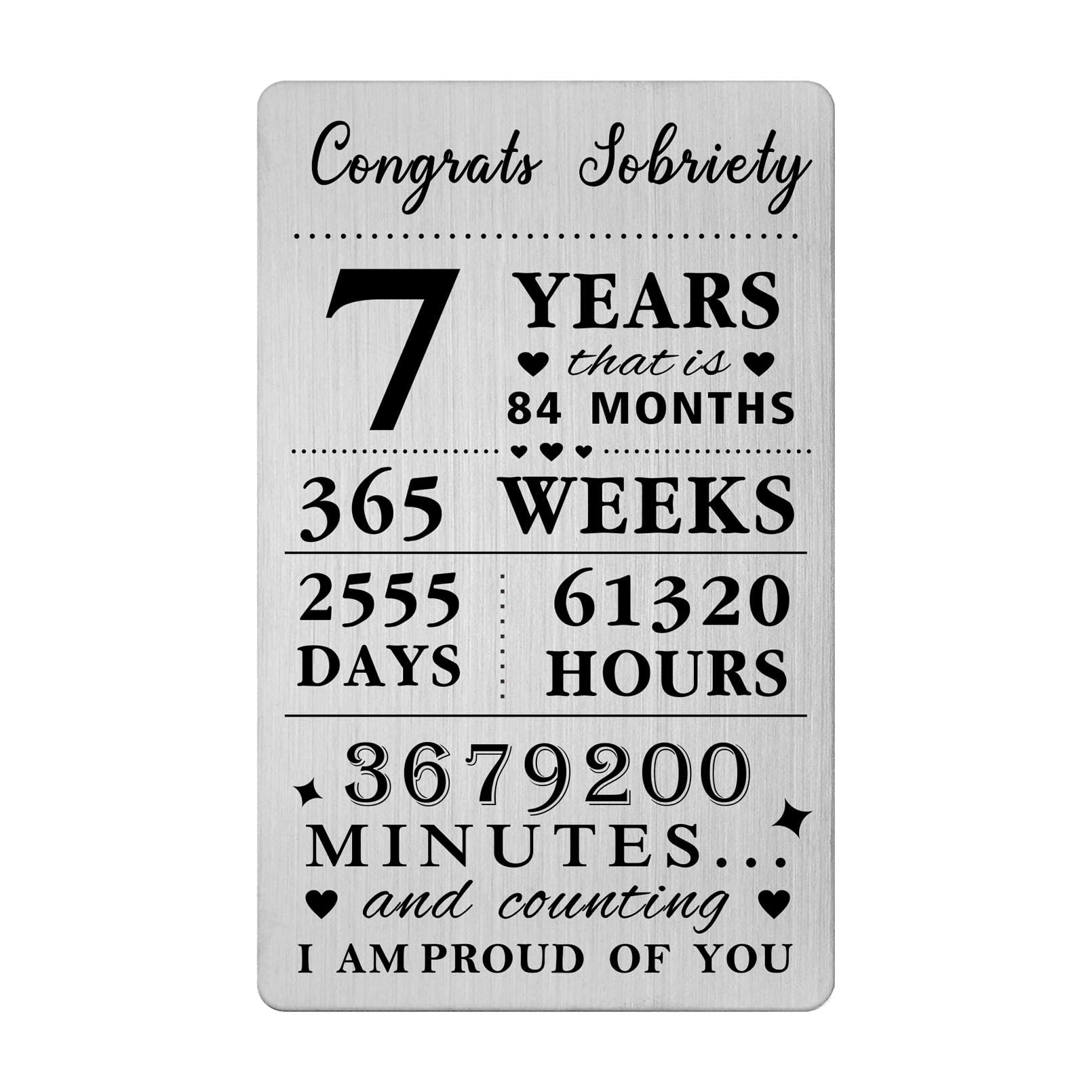 Gezxin 7 Year Sobriety Card For Men Women- 7th 7 Year Sober Gifts- Silver Recovery Presents