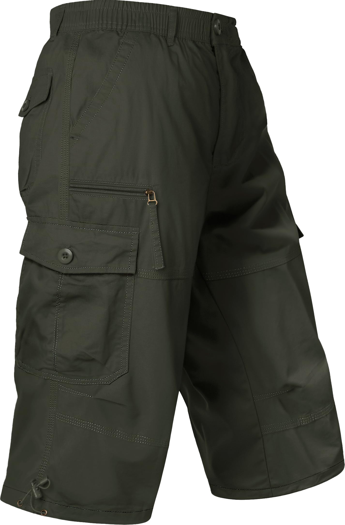 MAGCOMSEN Mens Cargo Shorts Long Capri Elastic Below The Knee 3/4 Cotton Casual Summer Shorts with Pockets