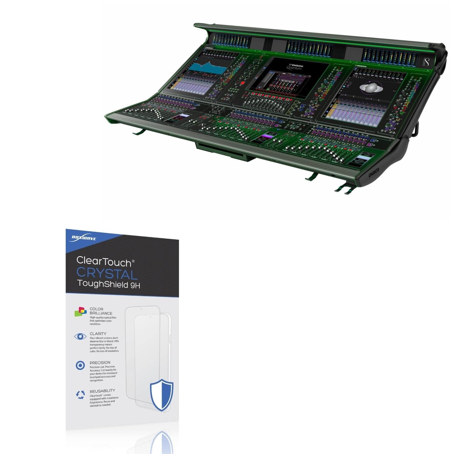 BoxWave Screen Protector Compatible With DiGiCo Quantum852 - ClearTouch Crystal ToughShield 9H (2-Pack), Clear 9H Tough Flexible Film Screen Protector