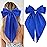 Velscrun Hair Bows for Women Girls Royal Blue Silky Satin Large Coquette Hair Bow Oversized Hair Ribbons Big Hair Bows Clip Long Tail Bowknot Hair Barrettes Halloween Christmas Hair Accessories