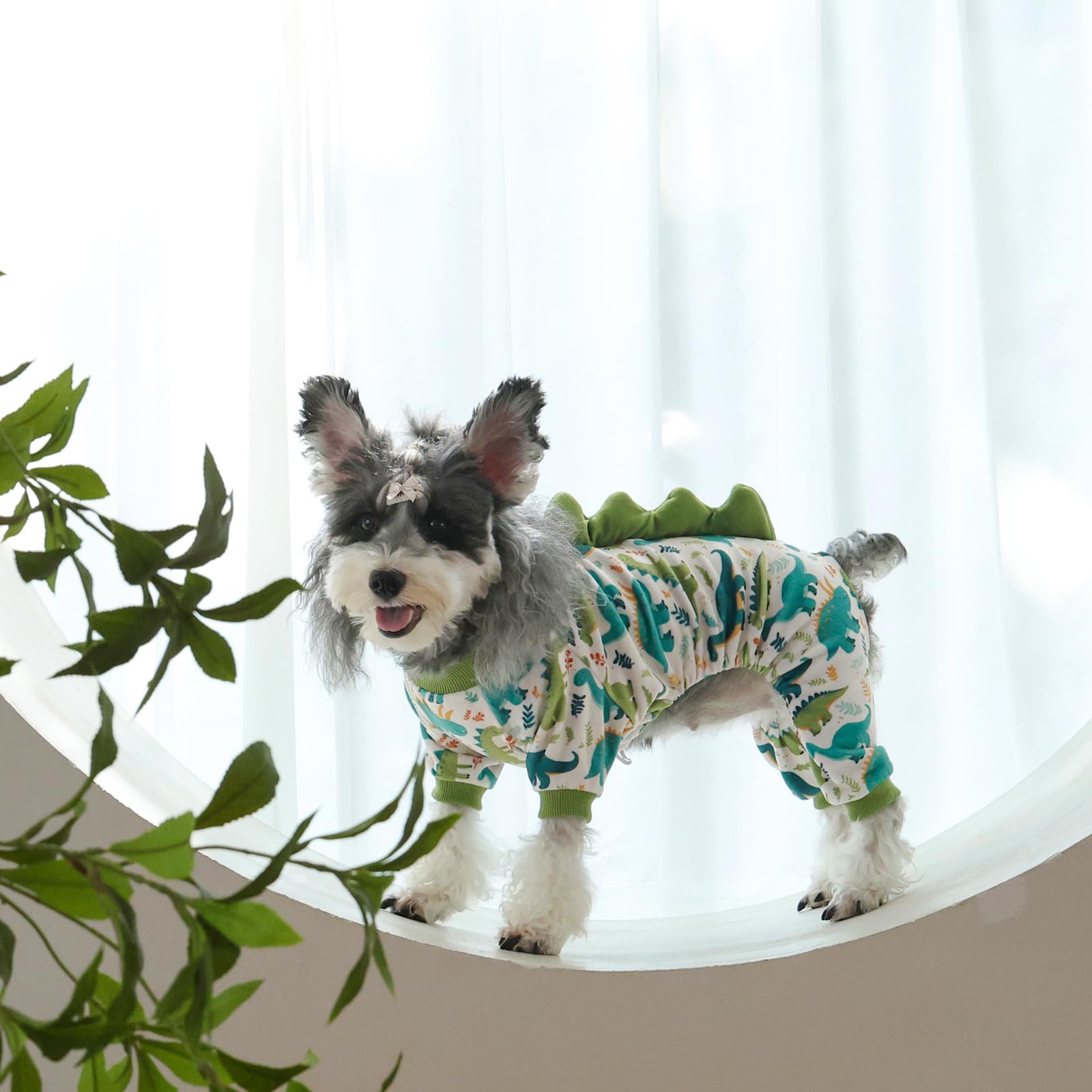 CuteBone Dinosaurier Kostüm Hund Pyjamas, elastische Spandex Kristall Samt Schlafkleidung Mantel für kleine Hunde, weiche und warme Haustier Outfit Kleidung für kaltes Wetter COSP05S-DE