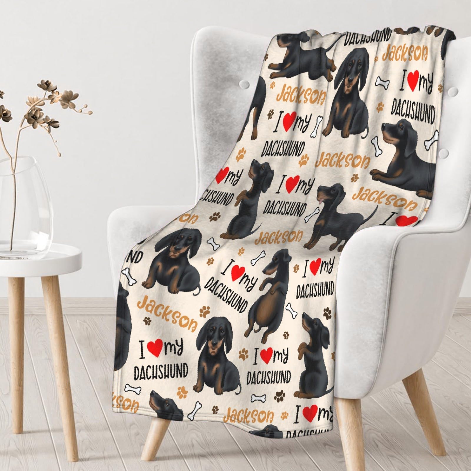 Lynnezilla Personalized Dog Blanket - Custom Name Blanket for Pets - Dachshunds Gift Decor for Couch - Dachshunds Gift, 30