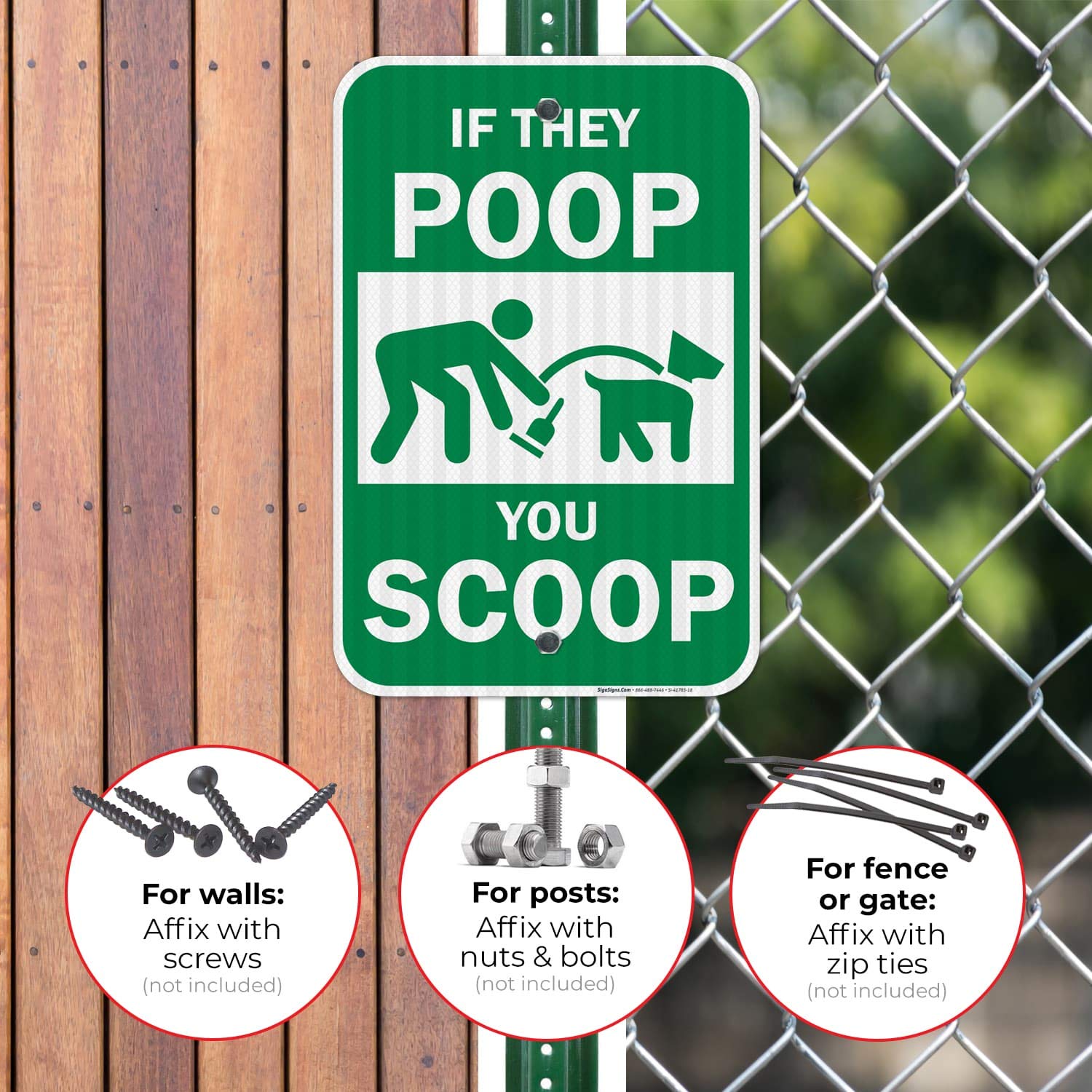 If They Poop You Scoop Sign, 12x18 Inches, 3M EGP Reflective .063 Aluminum, Fade Resistant, Easy Mounting, Indoor/Outdoor Use, Made in USA