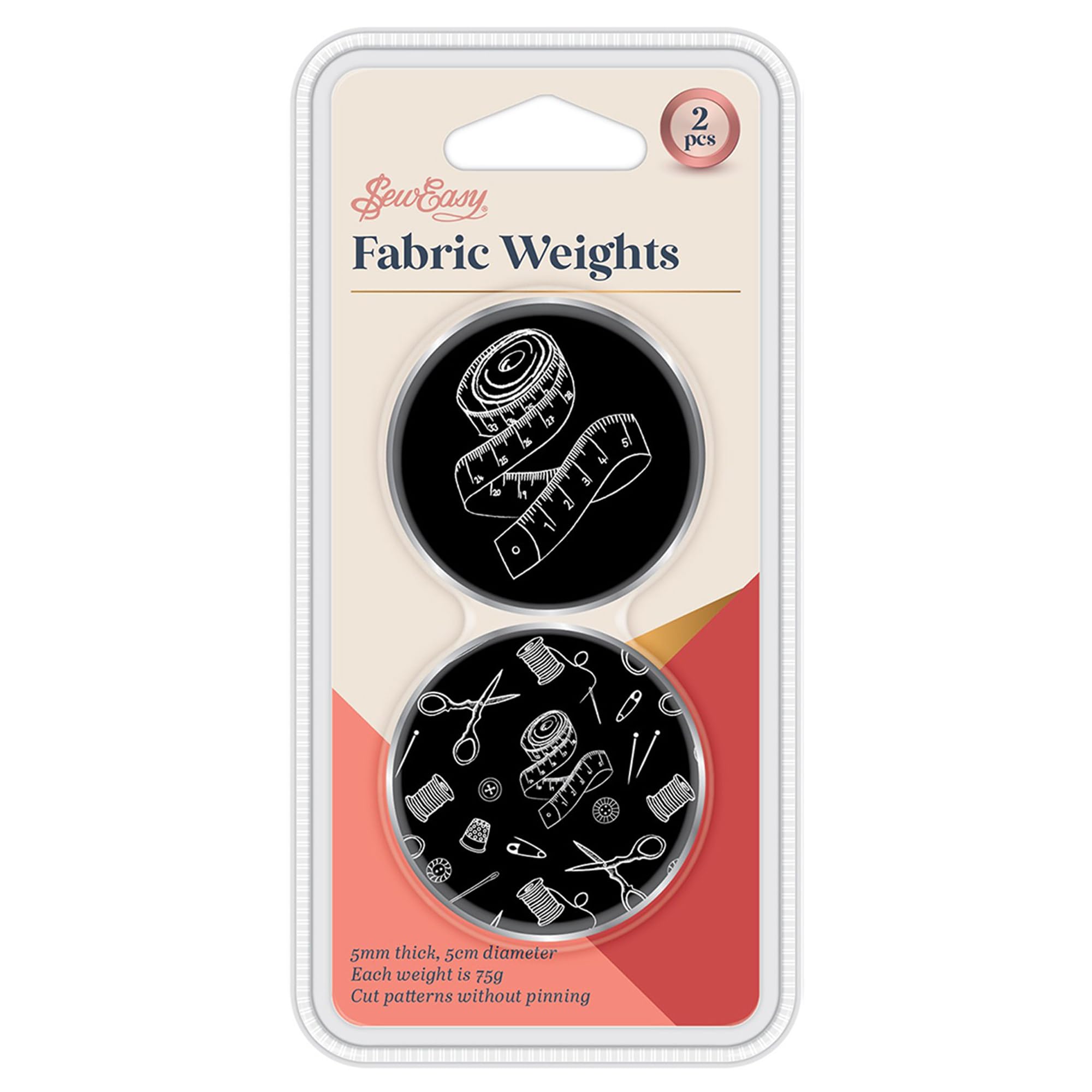 Sew Easy Pattern Fabric Weights - for Sewing, Crafts, Pattern Cutting, Dressmaking, Tailoring, Quilting, 2 x 75g, Notions