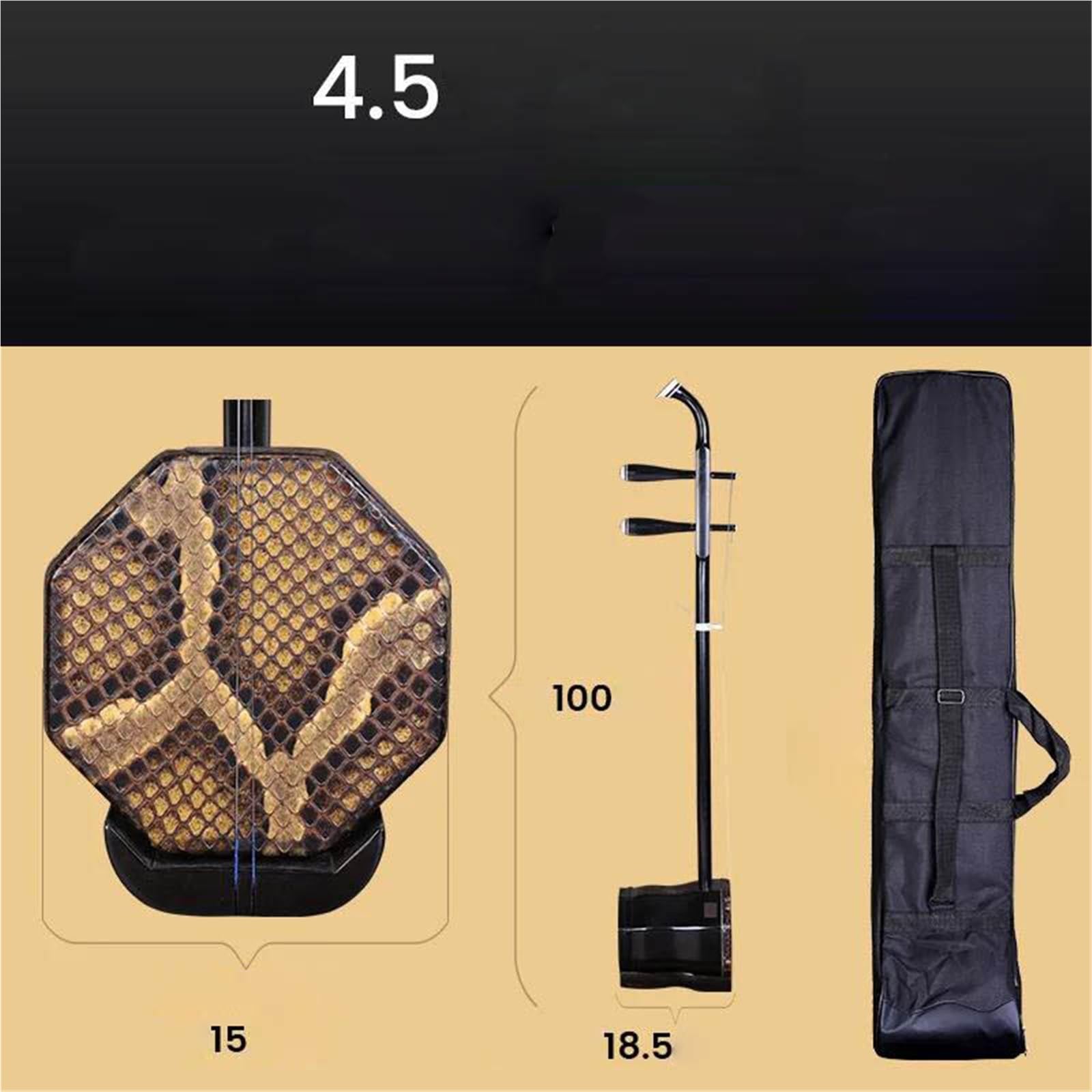Erhu Strumenti Musicali Strumento musicale Erhu in legno di sandalo nero da 3,5/4/4,5 pollici